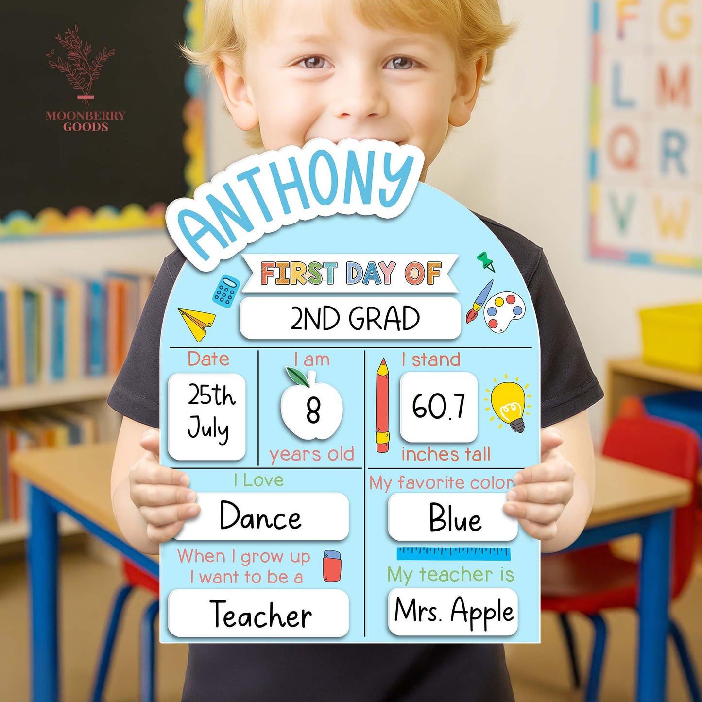 Custom First Day of School Sign, Back to School Sign, Kindergarten 1st Day of School Sign, First Day Wooden School Board, School Photo Prop
