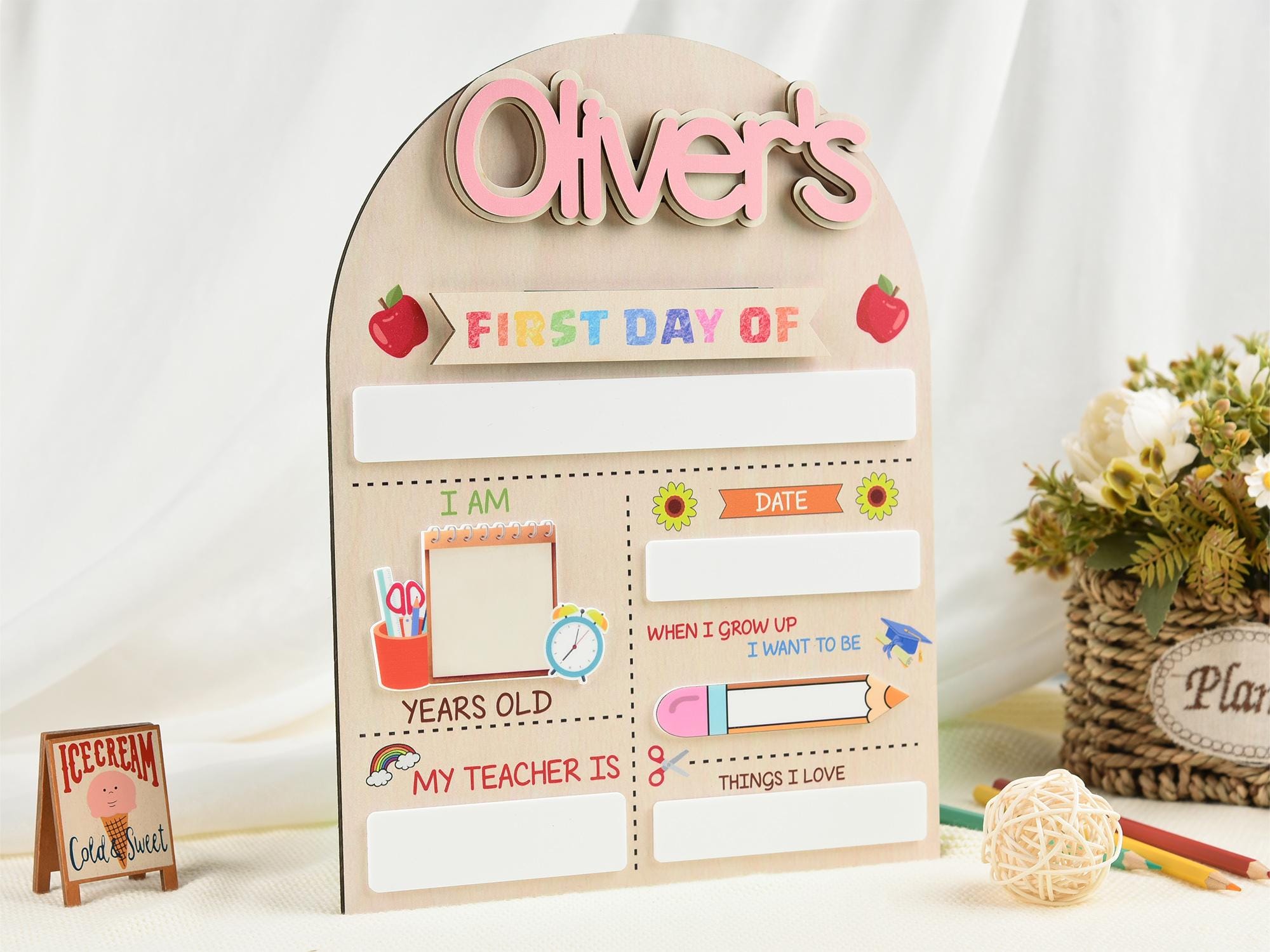 Personalized Back To School Sign,Custom First Day Of School Sign,1st Day of School Board,Kindergarten Wooden School Sign,Back To School Gift