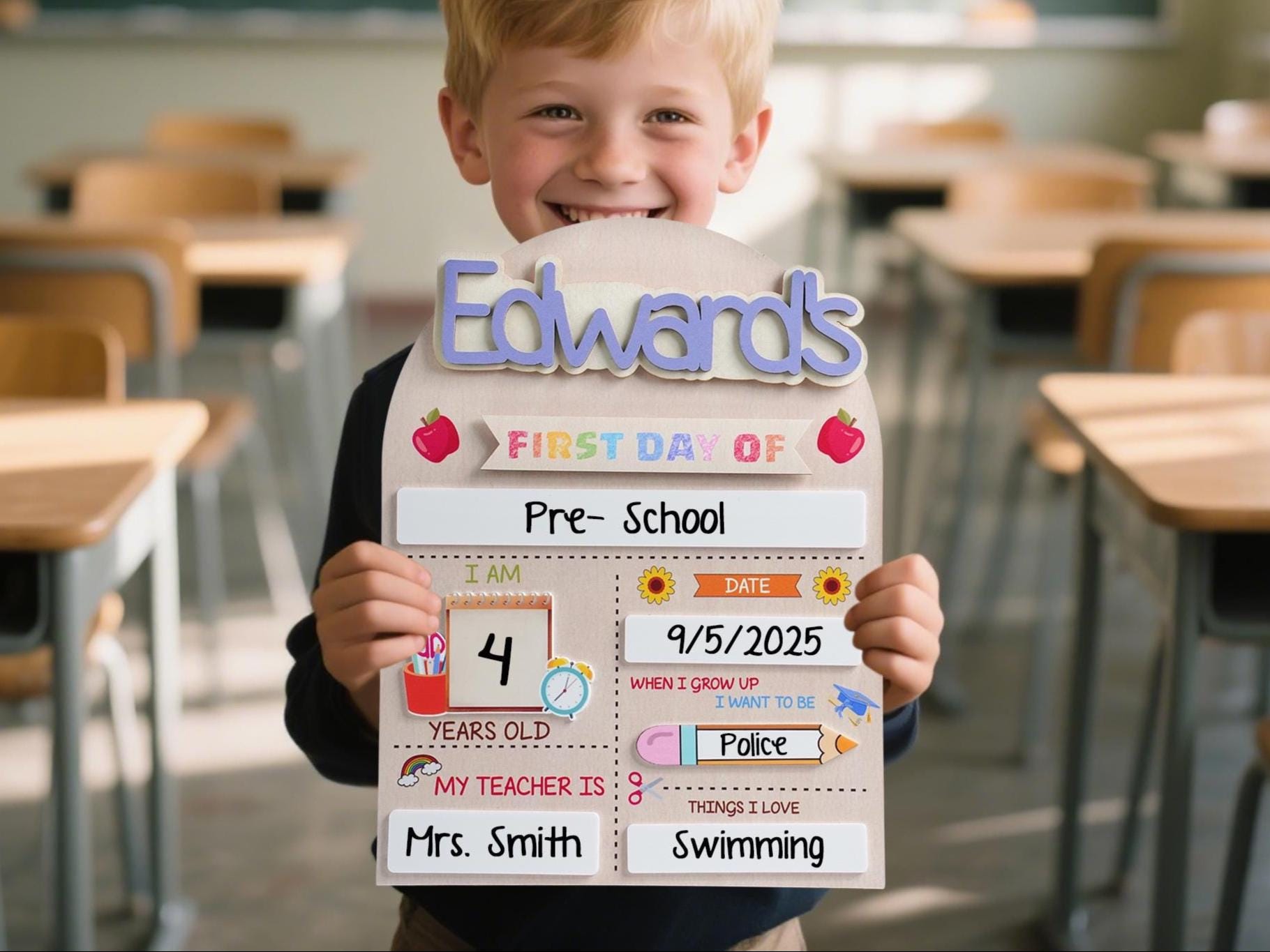 Custom Back to School Sign, First Day of School Sign, Preschool, Kindergarten 1st Day of School Sign, School Board, Last Day of School Sign