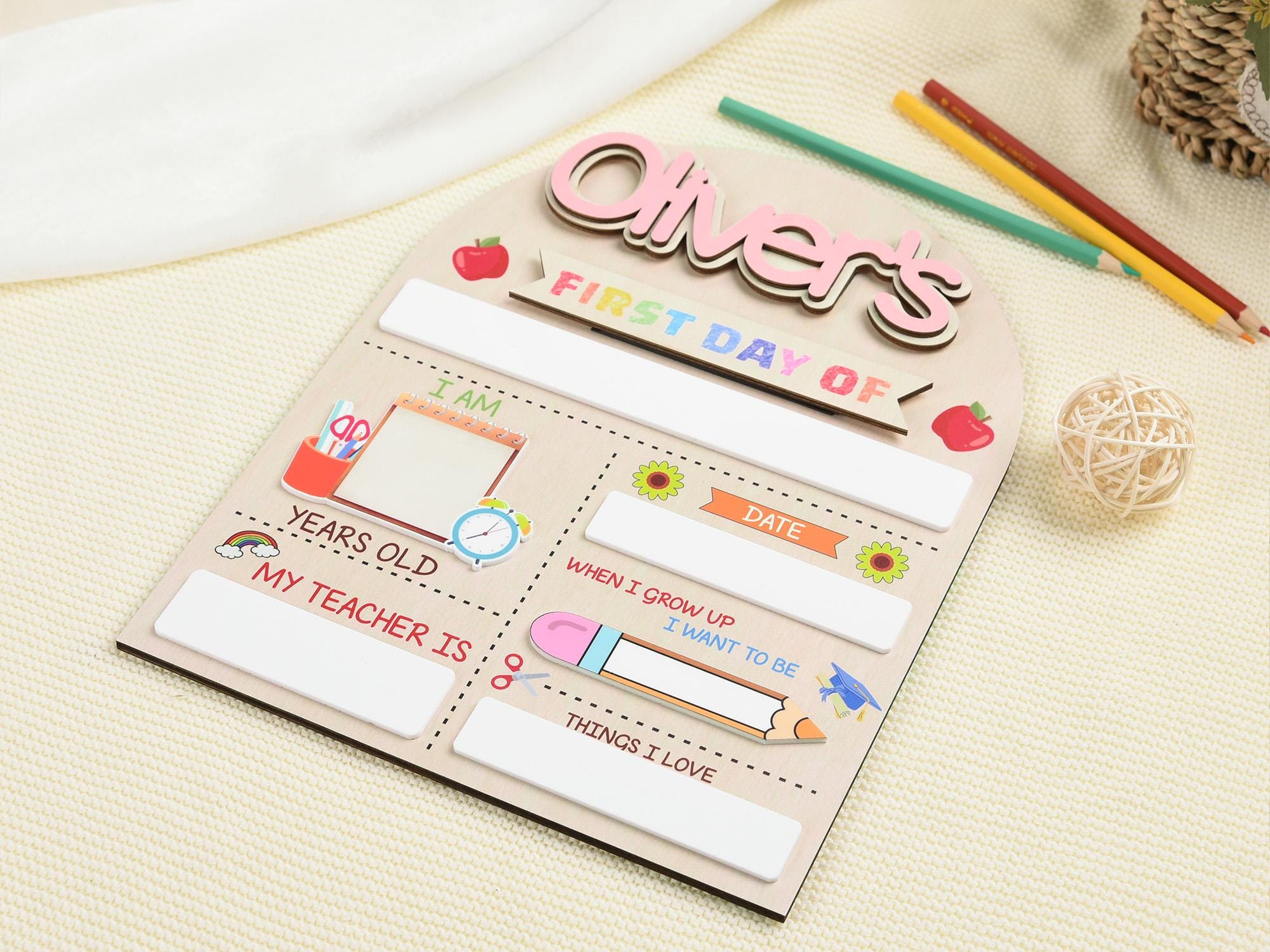 Personalized Back To School Sign,Custom First Day Of School Sign,1st Day of School Board,Kindergarten Wooden School Sign,Back To School Gift