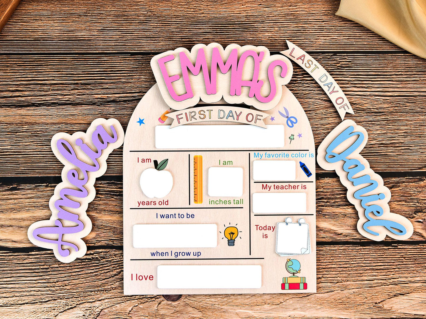 Custom First & Last Day School Sign,Back to School Sign,Kindergarten 1st Day of School Sign,First Day Wooden School Board,School Photo Prop