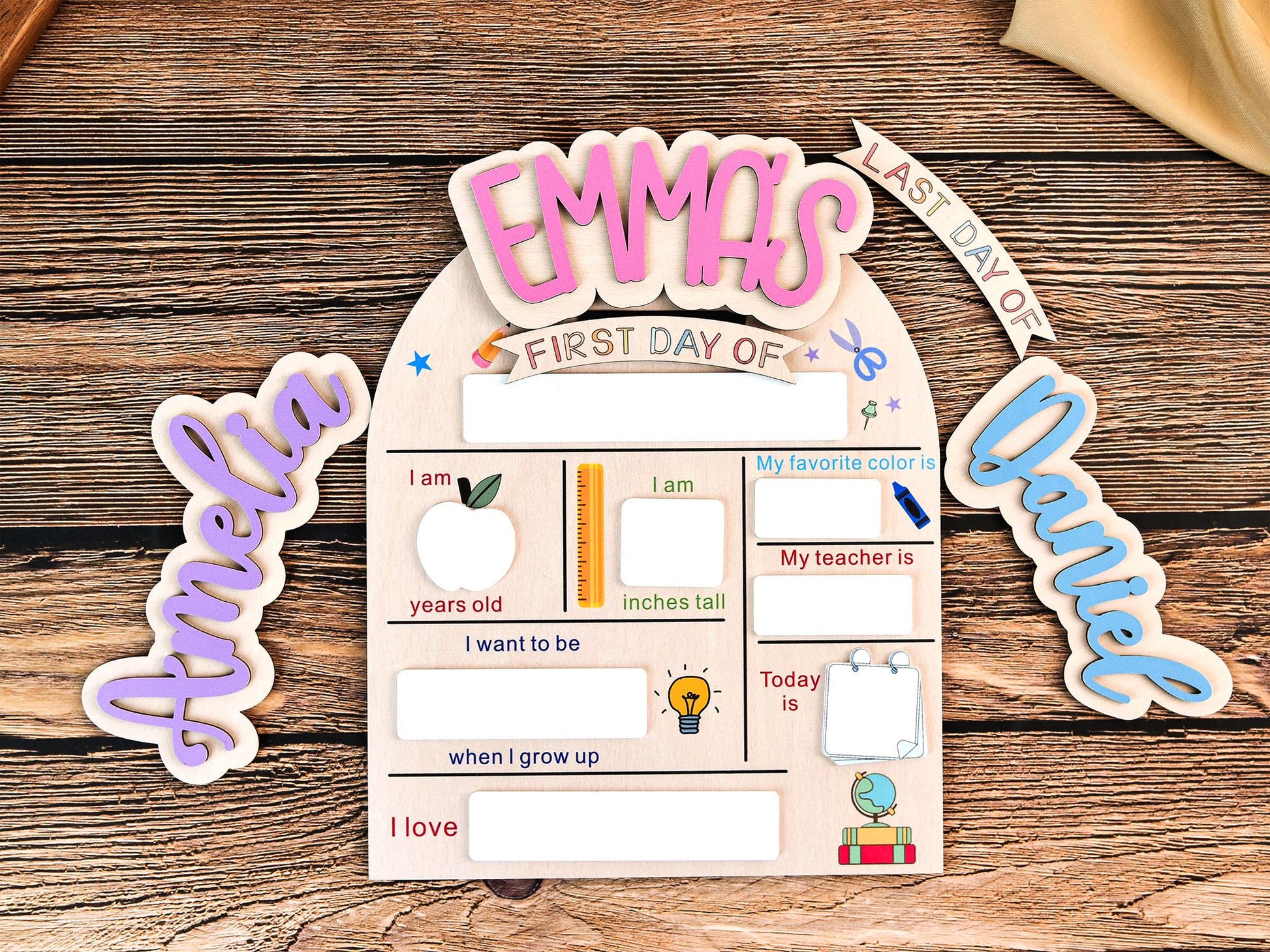 Custom First & Last Day School Sign,Back to School Sign,Kindergarten 1st Day of School Sign,First Day Wooden School Board,School Photo Prop