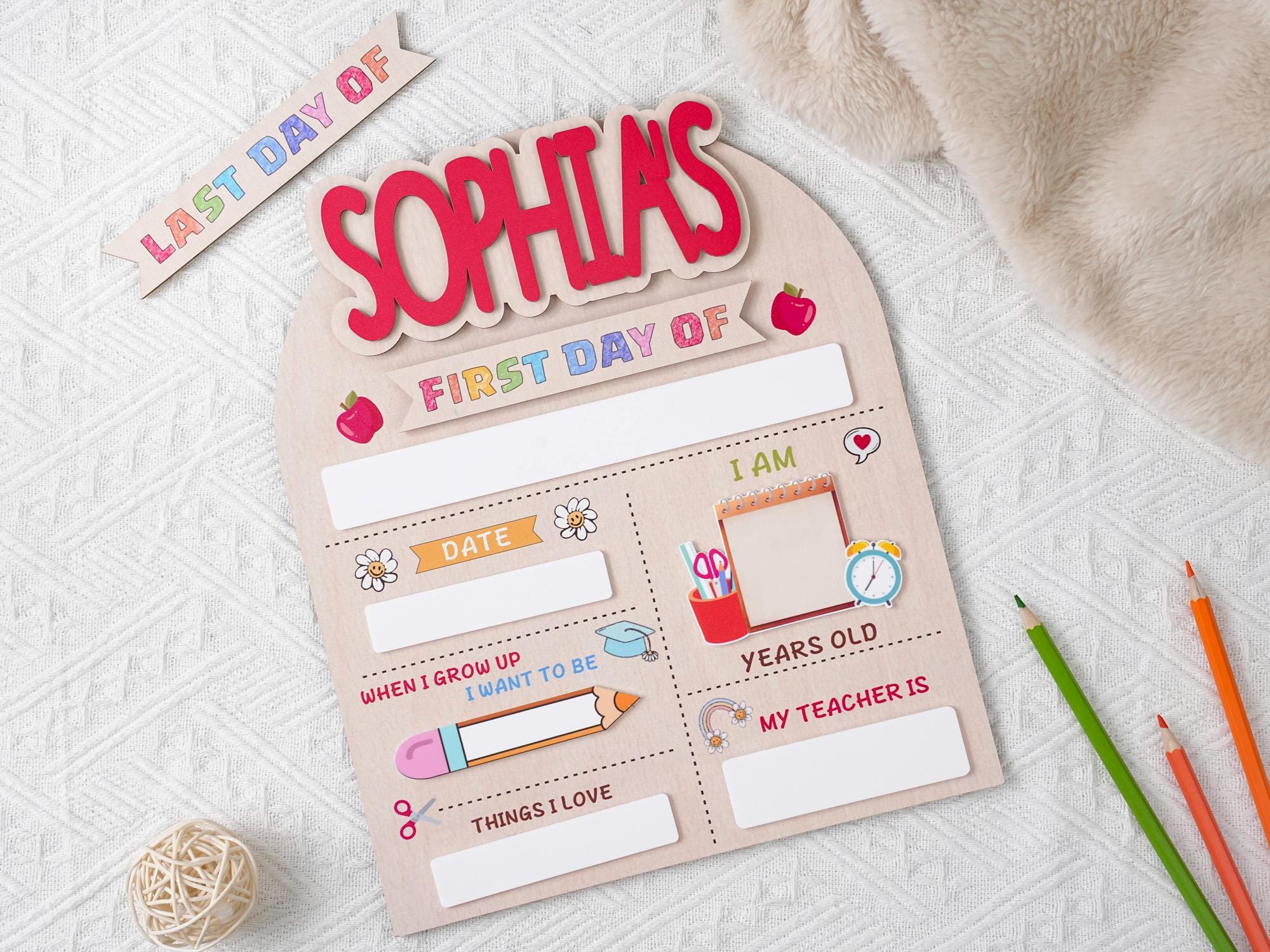 Custom First Day Of School Sign, Last Day of School Sign, Custom Name Sign, Preschool Back To School Dry Erase Sign, 1st Day of School Board