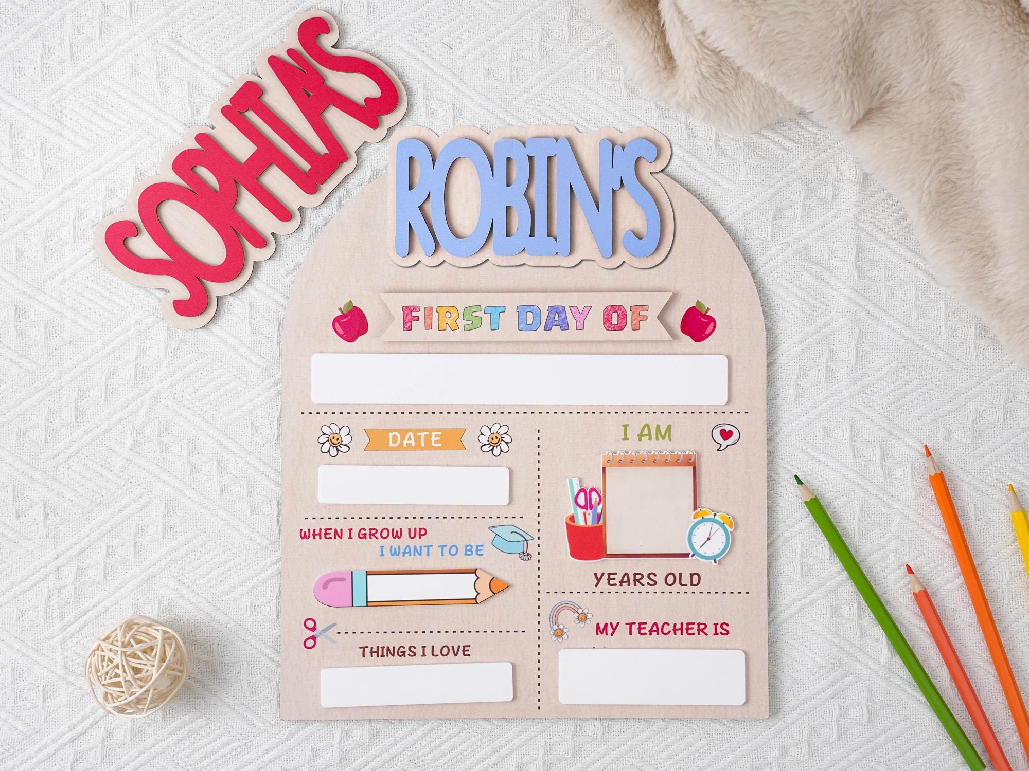 Custom First Day Of School Sign, Last Day of School Sign, Custom Name Sign, Preschool Back To School Dry Erase Sign, 1st Day of School Board