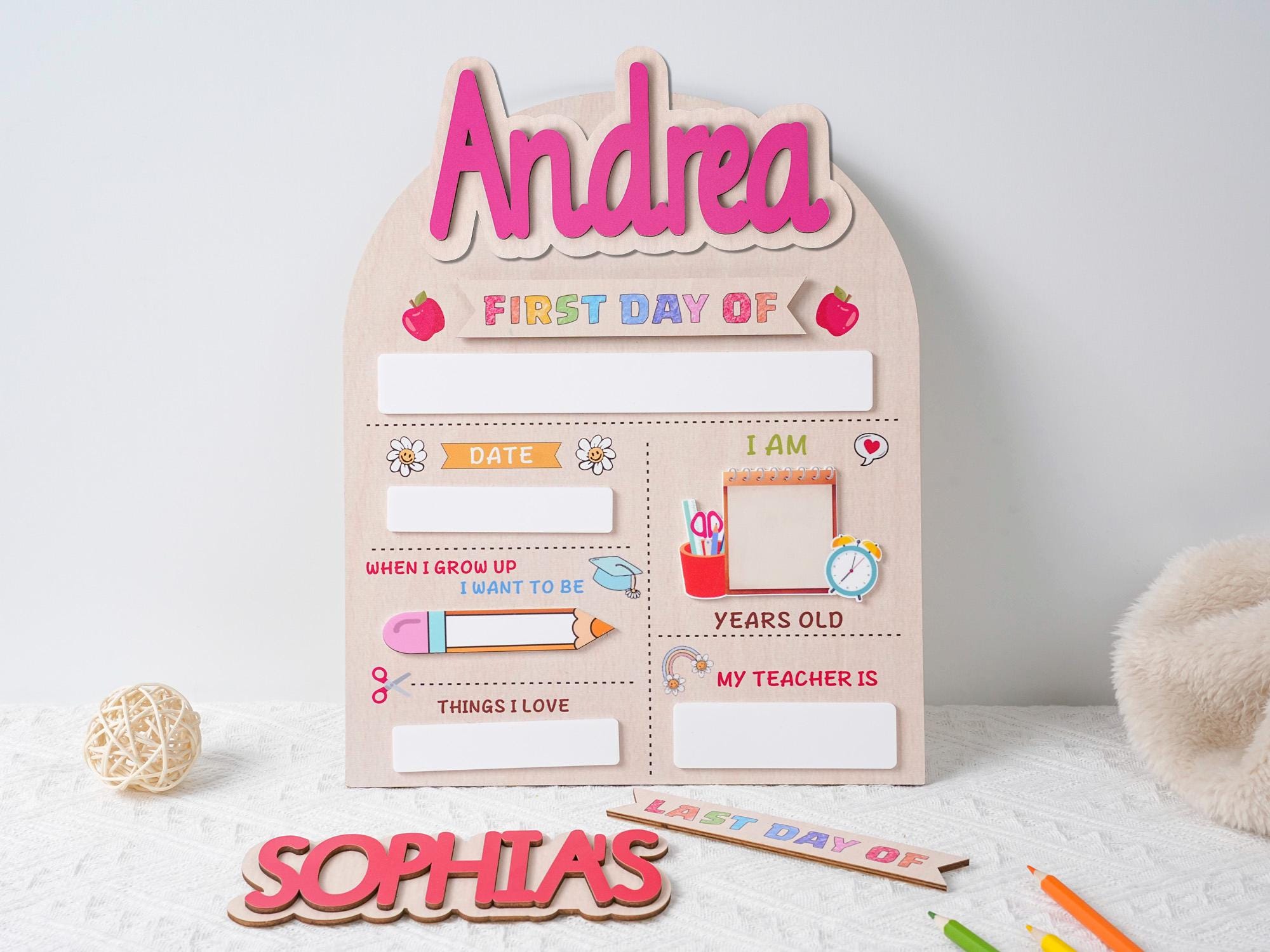 Custom First Day Of School Sign, Last Day of School Sign, Custom Name Sign, Preschool Back To School Dry Erase Sign, 1st Day of School Board