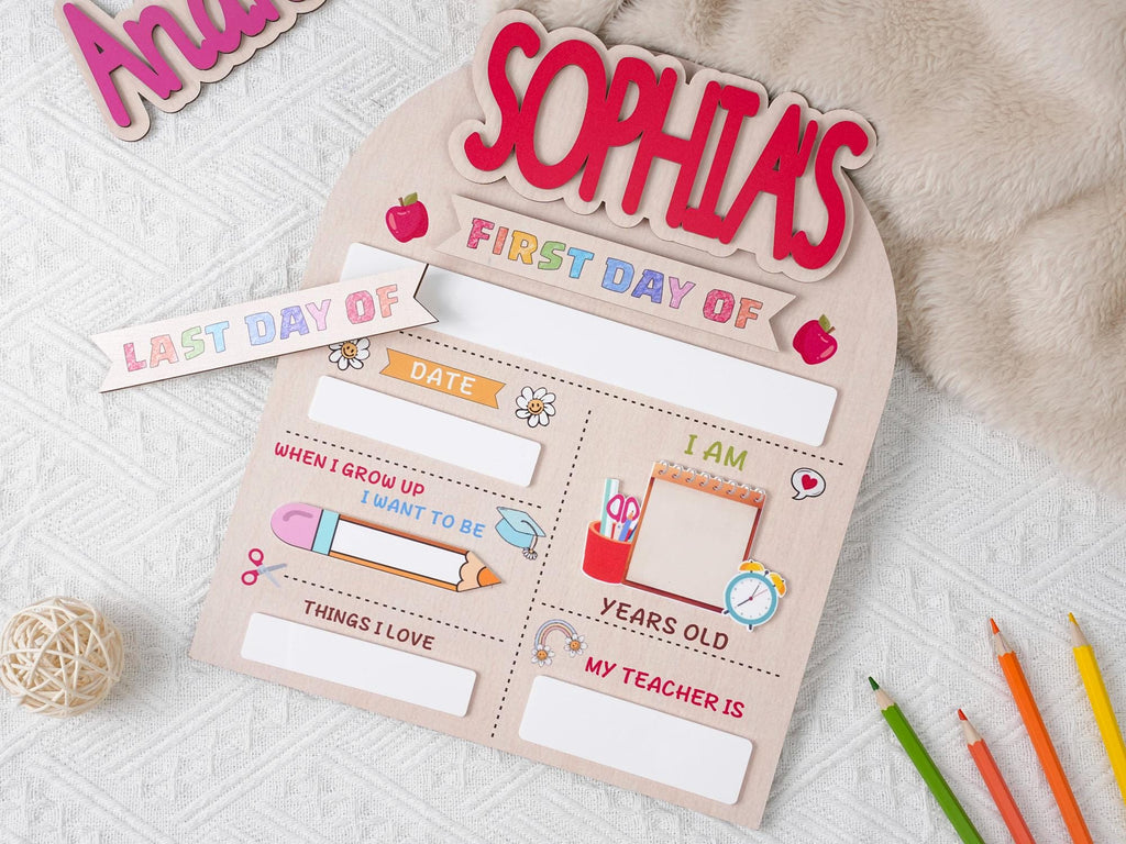 Custom First Day Of School Sign, Last Day of School Sign, Custom Name Sign, Preschool Back To School Dry Erase Sign, 1st Day of School Board