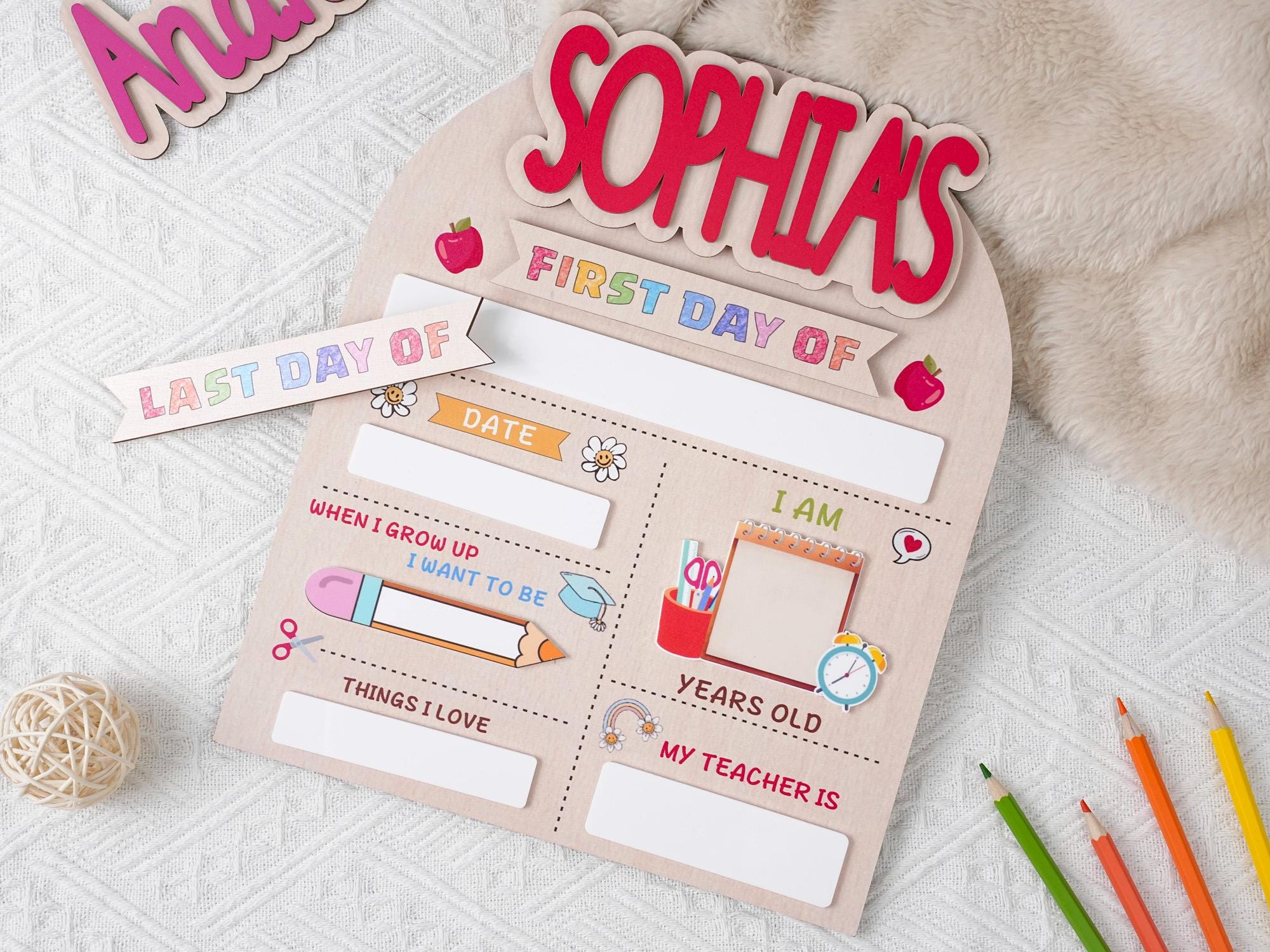 Custom First Day Of School Sign, Last Day of School Sign, Custom Name Sign, Preschool Back To School Dry Erase Sign, 1st Day of School Board