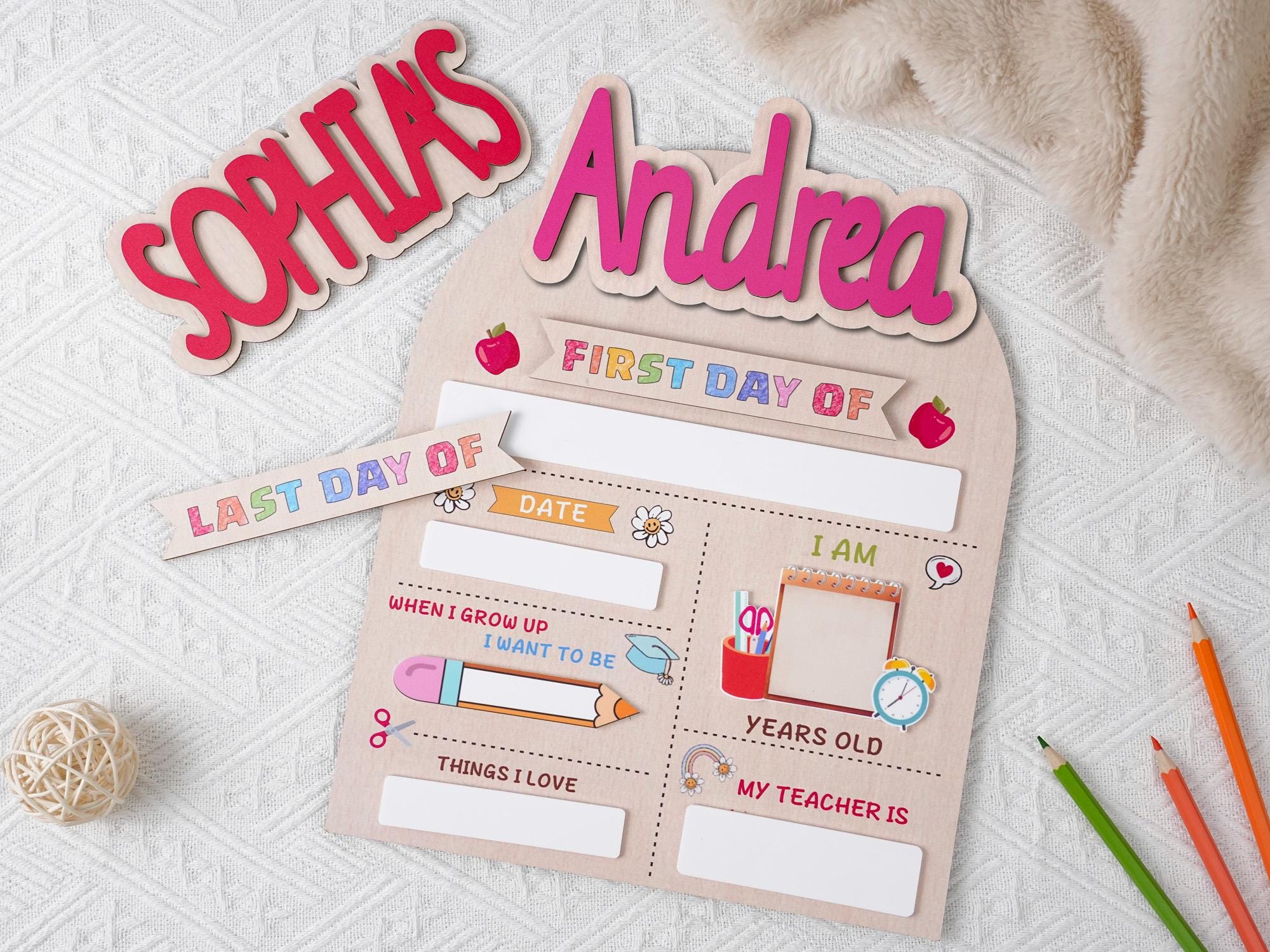 Custom First Day Of School Sign, Last Day of School Sign, Custom Name Sign, Preschool Back To School Dry Erase Sign, 1st Day of School Board