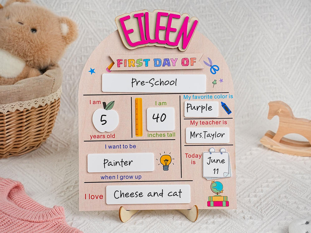 Custom First Day of School Sign, Back to School Sign, Kindergarten 1st Day of School Sign, School Board, First & Last Day of School Sign