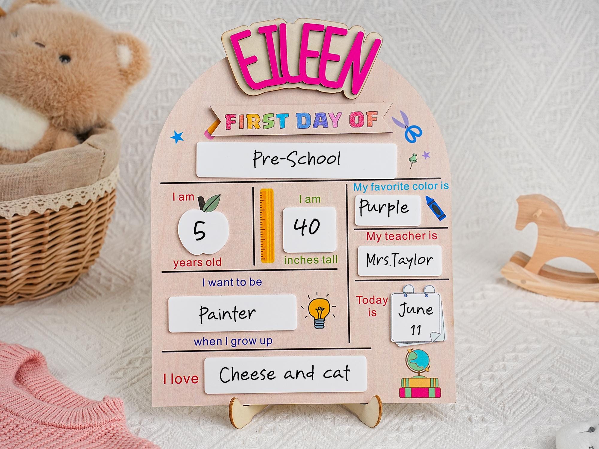 Custom First Day of School Sign, Back to School Sign, Kindergarten 1st Day of School Sign, School Board, First & Last Day of School Sign