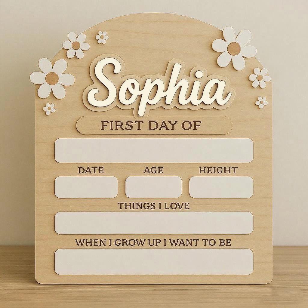 Personalized First Day of School Sign, Back to School Photo Prop, Custom First & Last Day School Dry Erase Board, Preschool Milestone Board