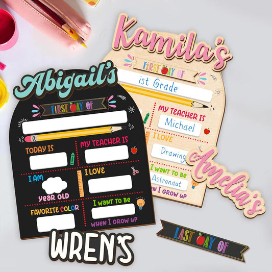 Customized First And Last Day School Sign, Back to School Sign, Kindergarten 1st Day of School Sign, First Day School Wooden School Board S7