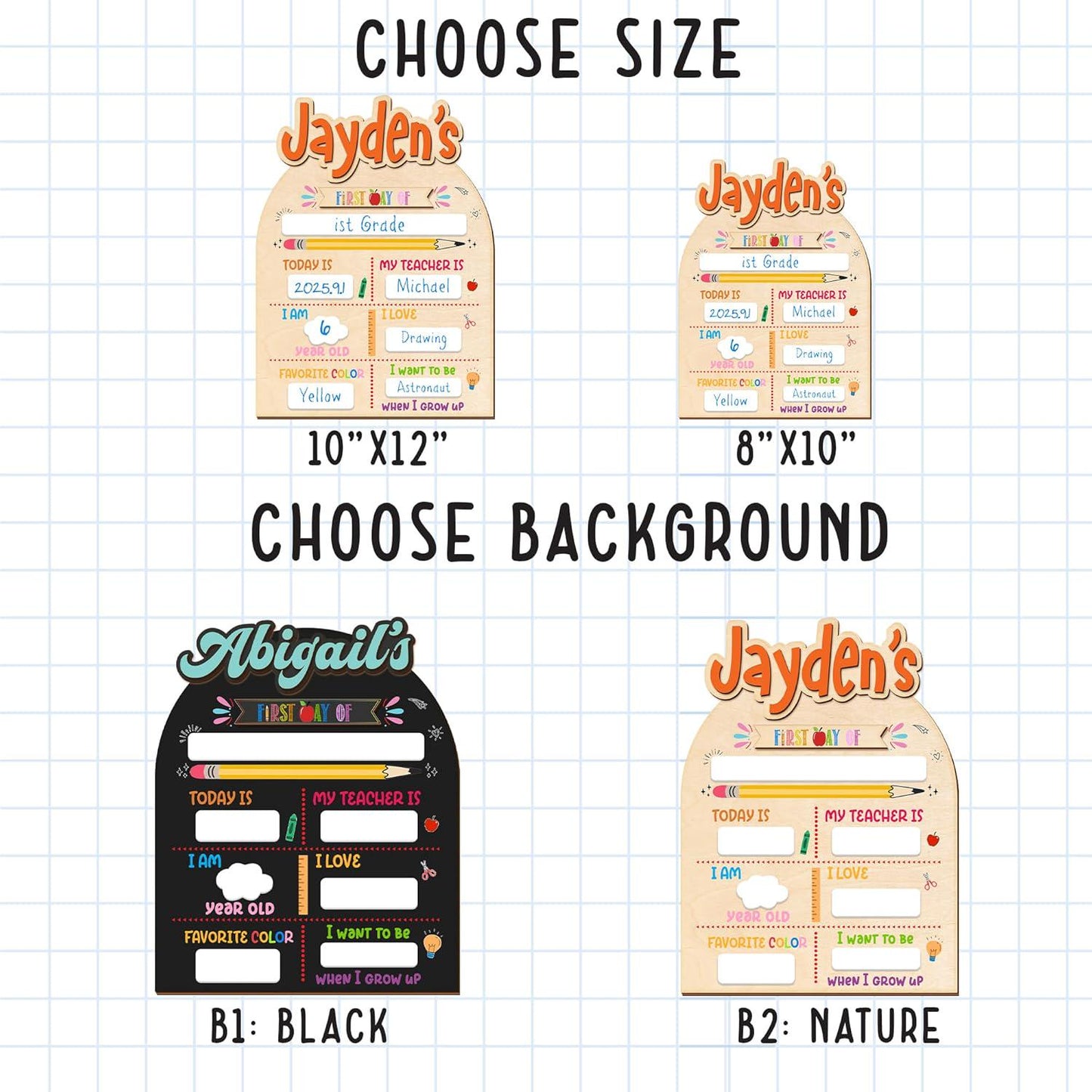 Customized First And Last Day School Sign, Back to School Sign, Kindergarten 1st Day of School Sign, First Day School Wooden School Board S7
