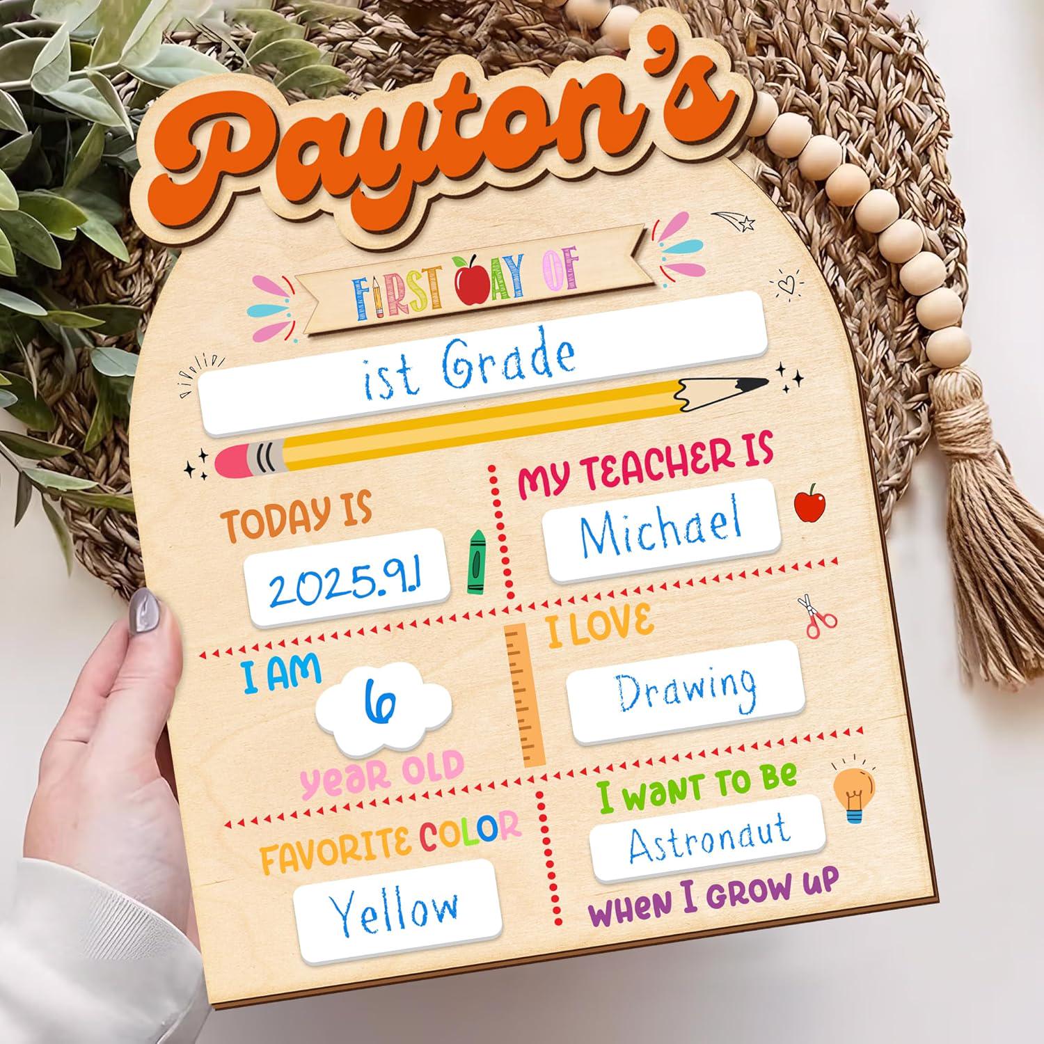 Customized First And Last Day School Sign, Back to School Sign, Kindergarten 1st Day of School Sign, First Day School Wooden School Board S7