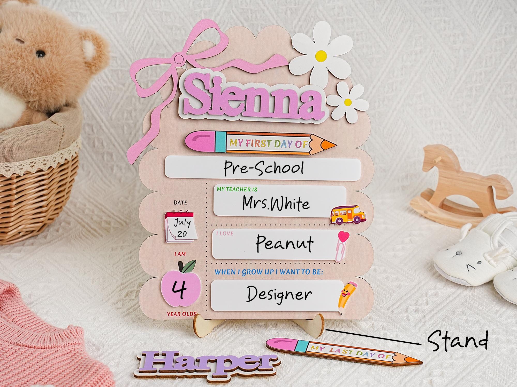 Personalized First Day School Sign, Back to School Sign, Kindergarten 1st Day of School Sign, School Board, First & Last Day of School Sign