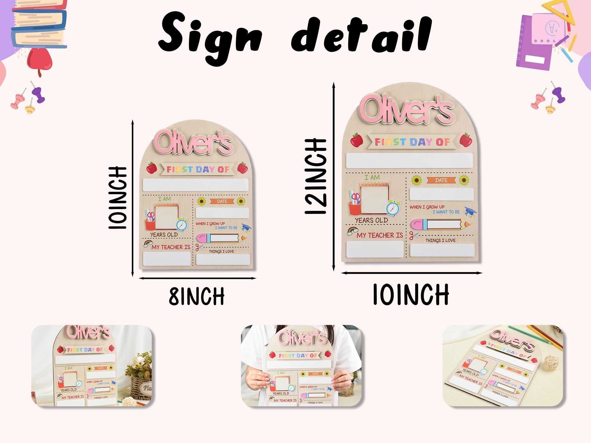 Personalized Back To School Sign,Custom First Day Of School Sign,1st Day of School Board,Kindergarten Wooden School Sign,Back To School Gift