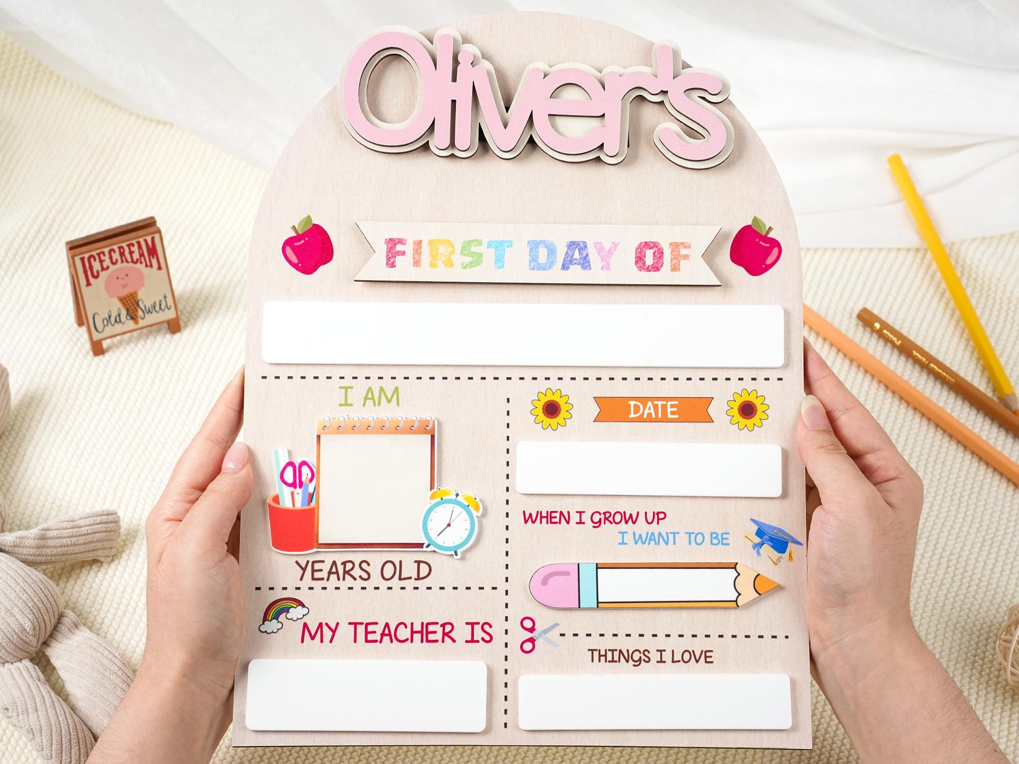 Personalized Back To School Sign,Custom First Day Of School Sign,1st Day of School Board,Kindergarten Wooden School Sign,Back To School Gift