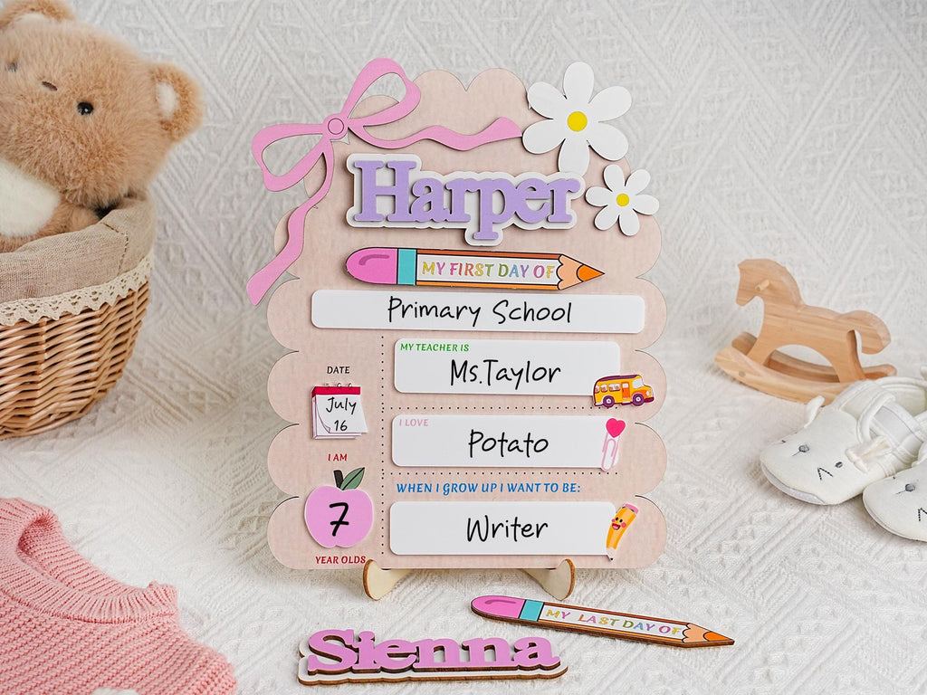 Personalized First Day School Sign, Back to School Sign, Kindergarten 1st Day of School Sign, School Board, First & Last Day of School Sign