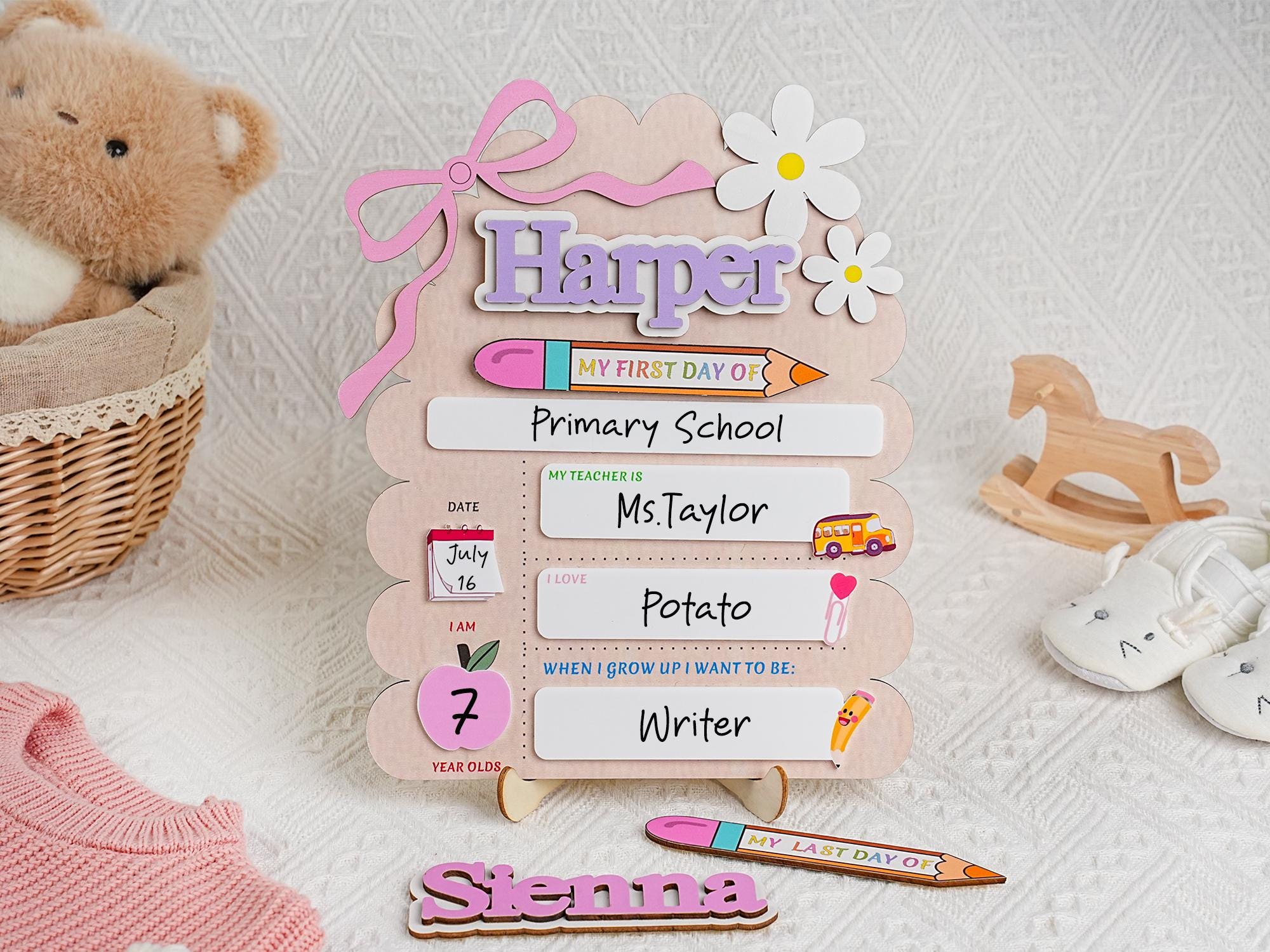 Personalized First Day School Sign, Back to School Sign, Kindergarten 1st Day of School Sign, School Board, First & Last Day of School Sign
