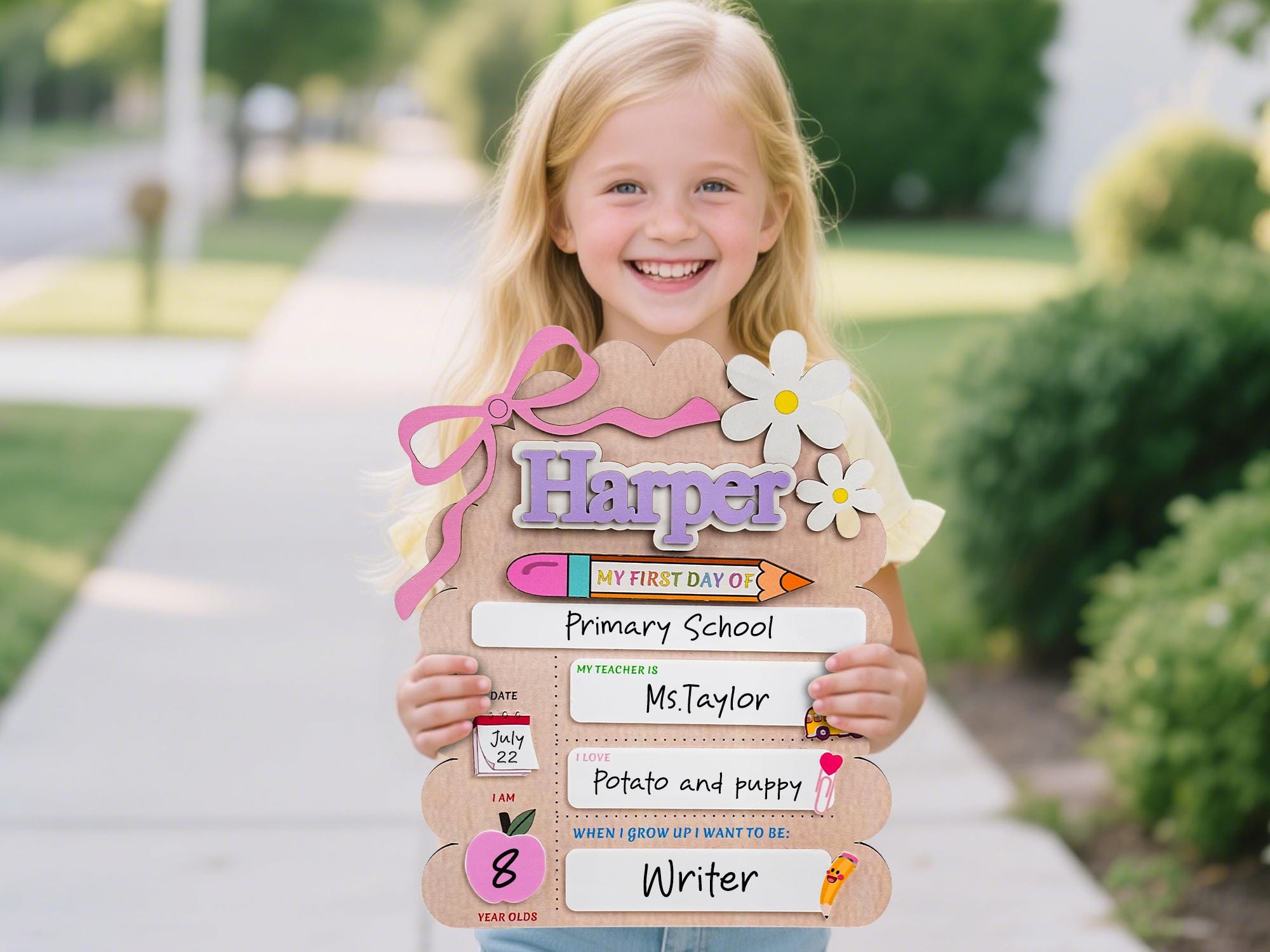 Personalized First Day School Sign, Back to School Sign, Kindergarten 1st Day of School Sign, School Board, First & Last Day of School Sign