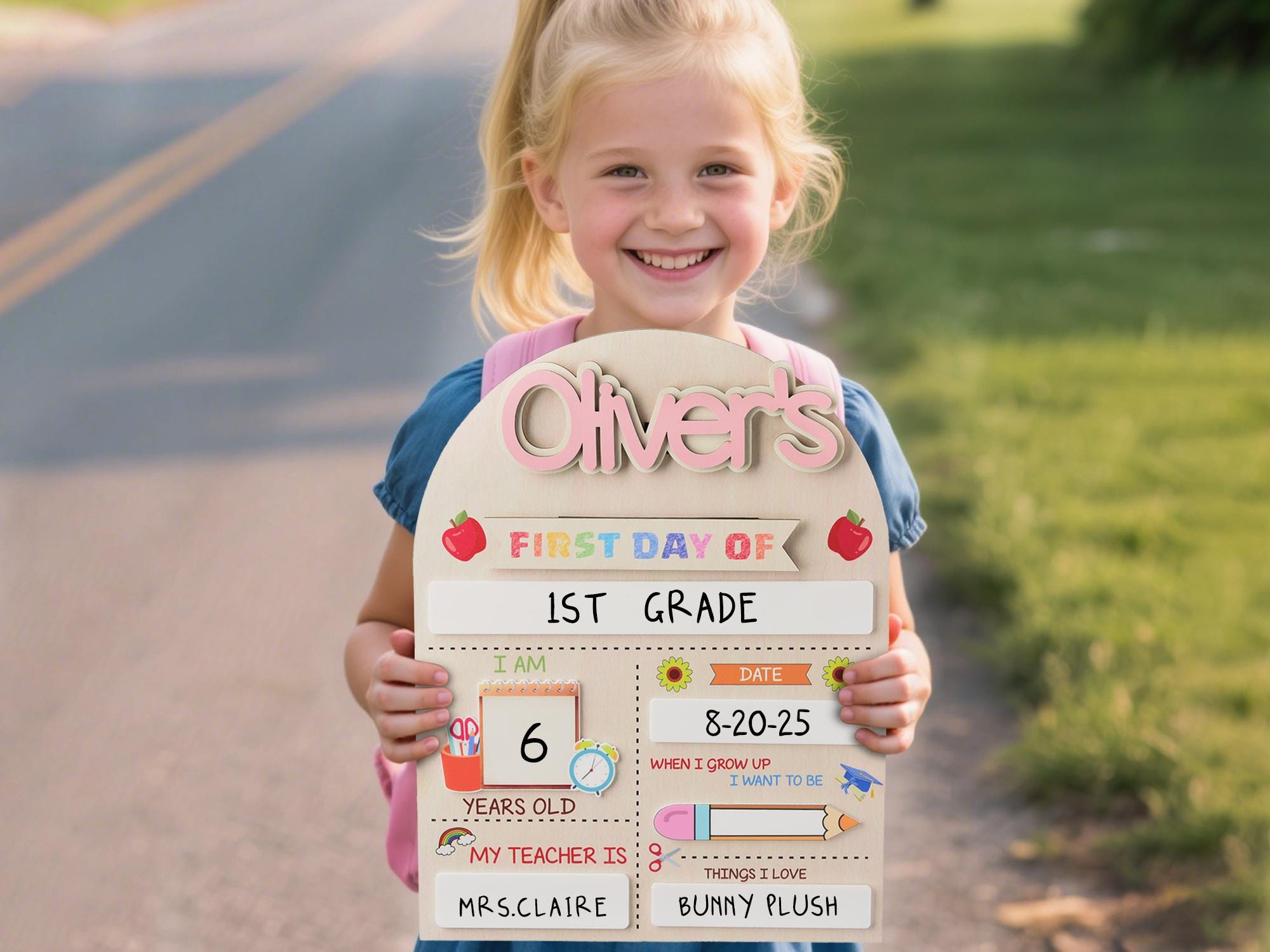 Personalized Back To School Sign,Custom First Day Of School Sign,1st Day of School Board,Kindergarten Wooden School Sign,Back To School Gift