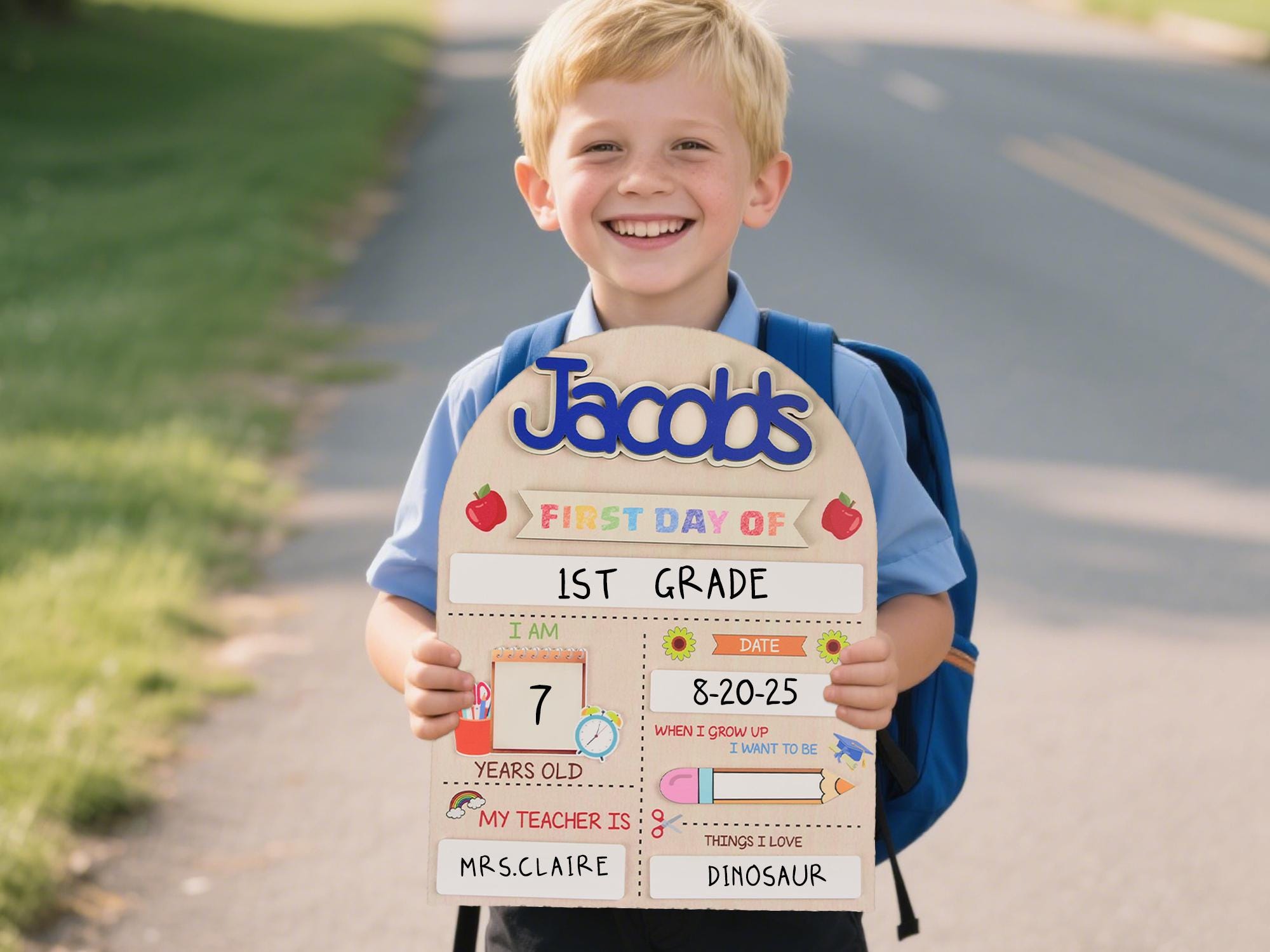 Personalized Back To School Sign,Custom First Day Of School Sign,1st Day of School Board,Kindergarten Wooden School Sign,Back To School Gift