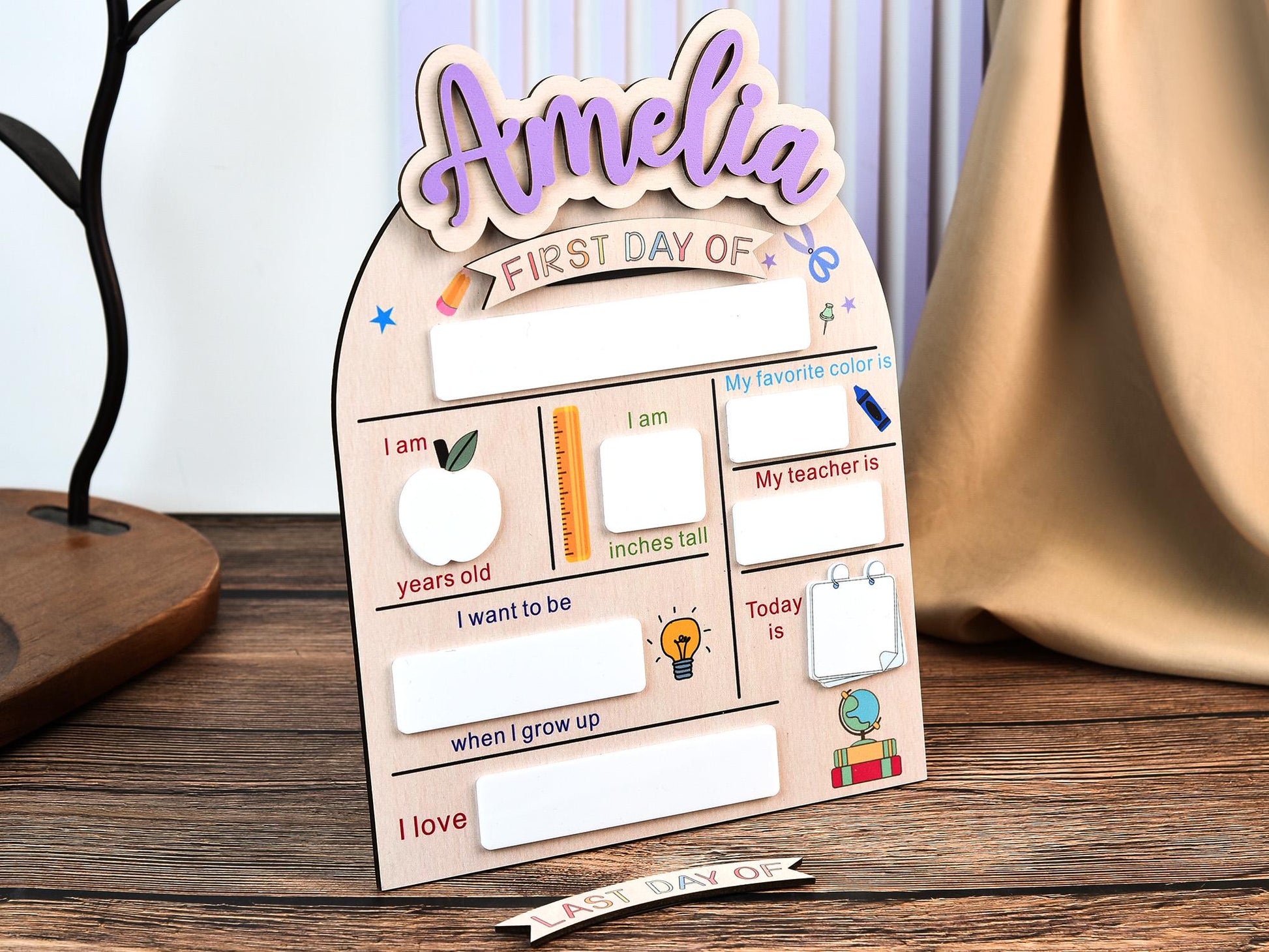 Custom First & Last Day School Sign,Back to School Sign,Kindergarten 1st Day of School Sign,First Day Wooden School Board,School Photo Prop