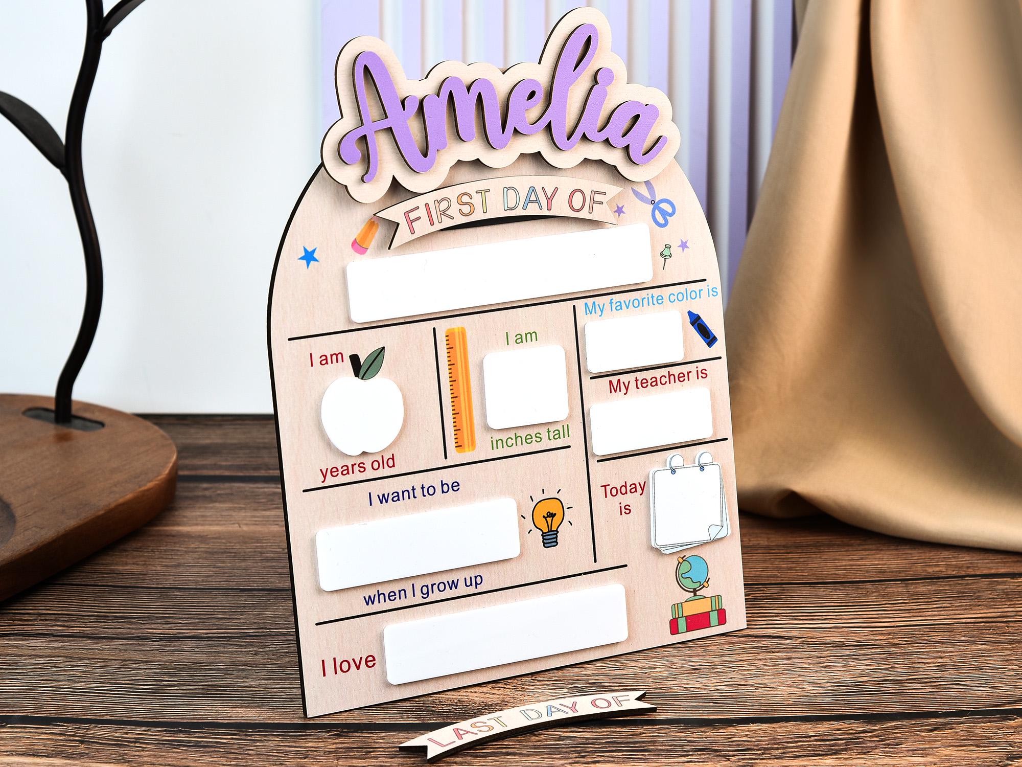 Custom First & Last Day School Sign,Back to School Sign,Kindergarten 1st Day of School Sign,First Day Wooden School Board,School Photo Prop