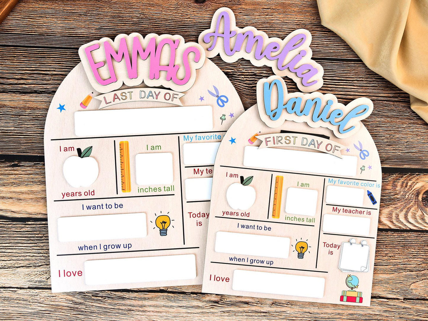 Custom First & Last Day School Sign,Back to School Sign,Kindergarten 1st Day of School Sign,First Day Wooden School Board,School Photo Prop