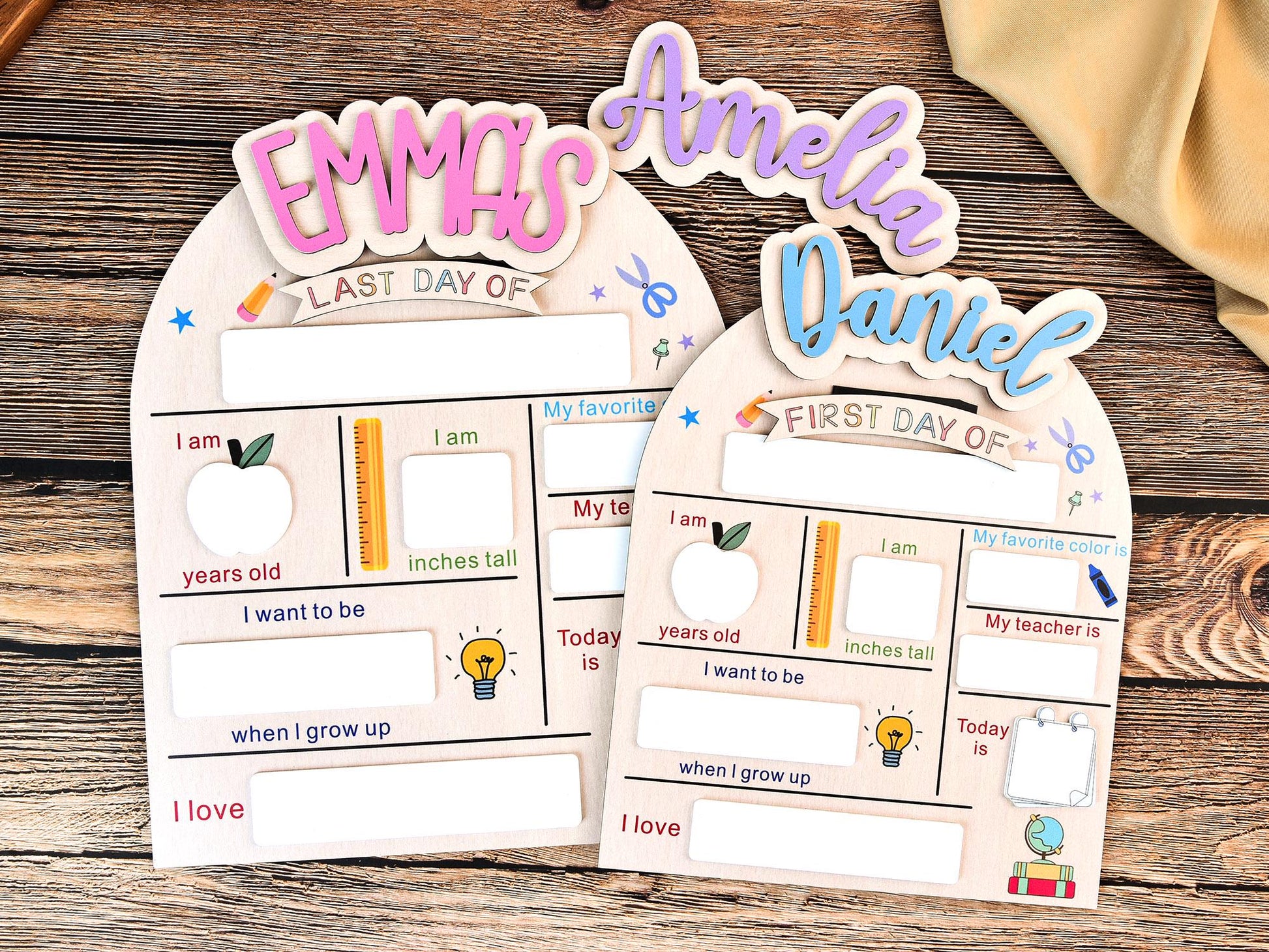Custom First & Last Day School Sign,Back to School Sign,Kindergarten 1st Day of School Sign,First Day Wooden School Board,School Photo Prop
