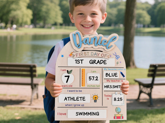 Custom First & Last Day School Sign,Back to School Sign,Kindergarten 1st Day of School Sign,First Day Wooden School Board,School Photo Prop