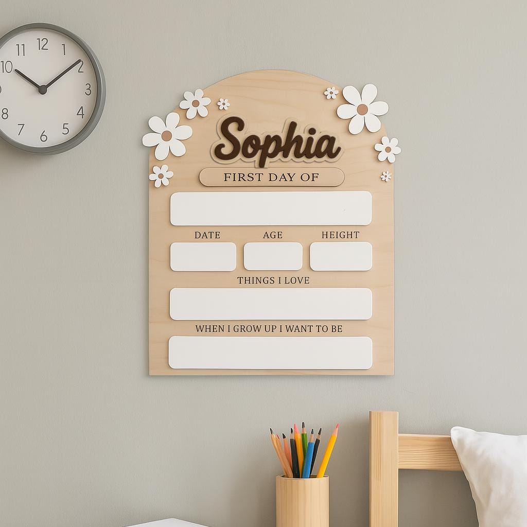 Personalized First Day of School Sign, Back to School Photo Prop, Custom First & Last Day School Dry Erase Board, Preschool Milestone Board