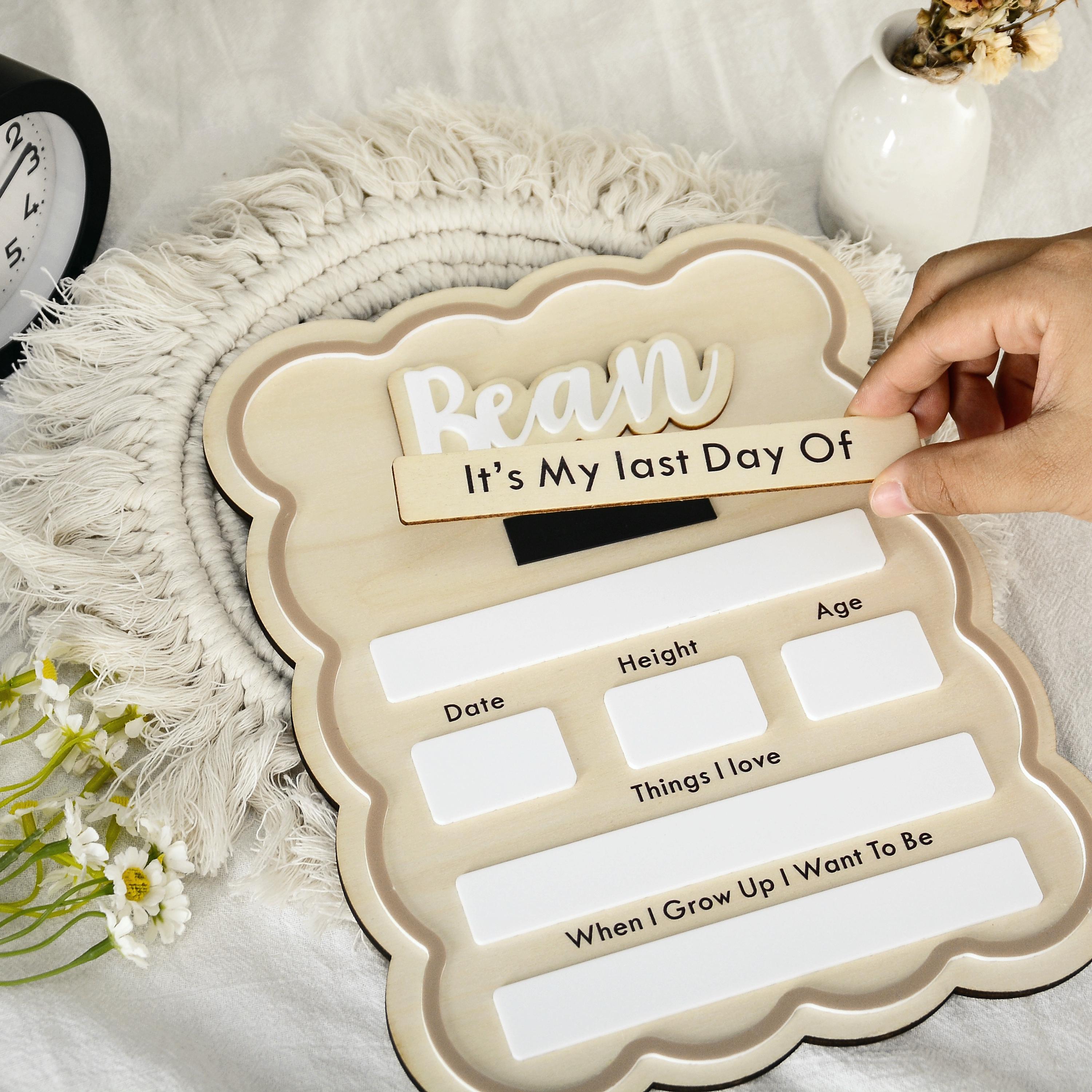 Cute First and Last Day Dry Erase School Sign, Reusable Back to School Sign, 1st Day School Wooden Board, Preschool or Kindergarten