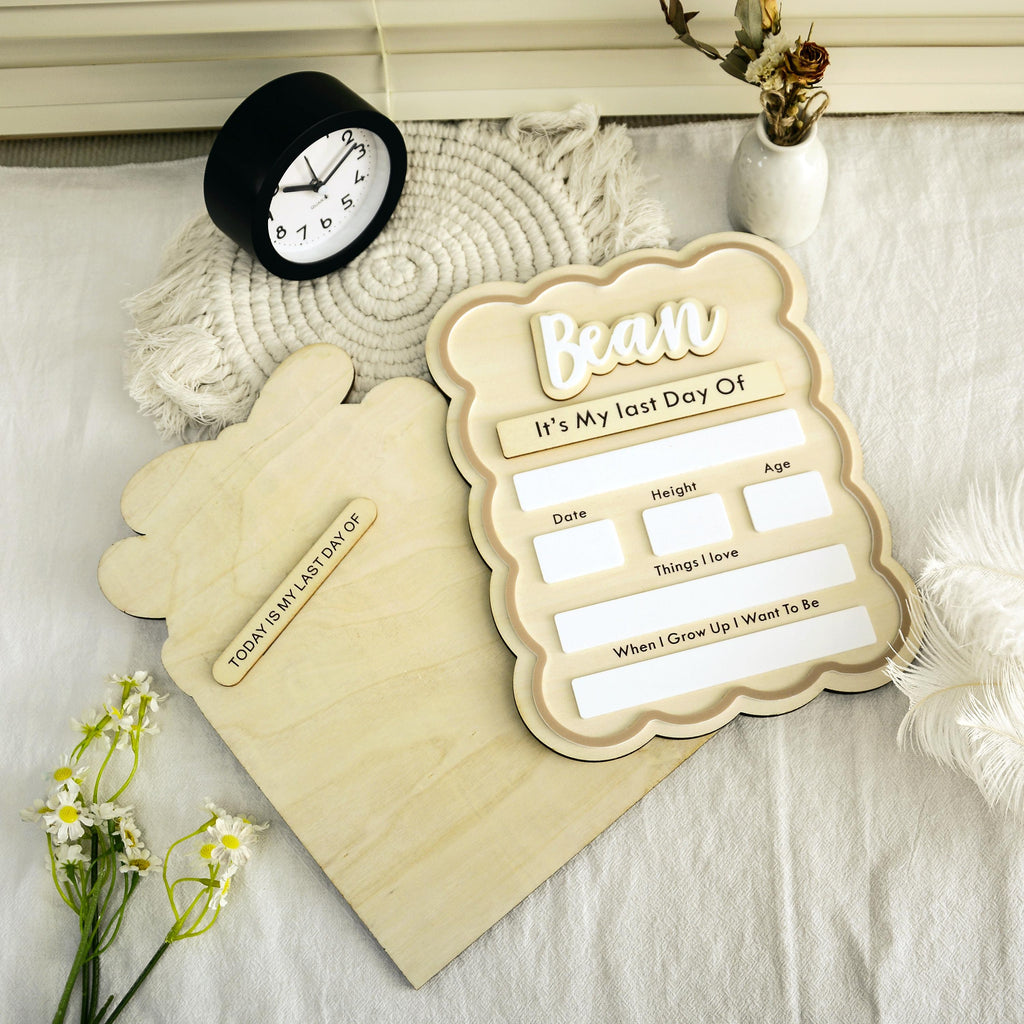 Cute First and Last Day Dry Erase School Sign, Reusable Back to School Sign, 1st Day School Wooden Board, Preschool or Kindergarten