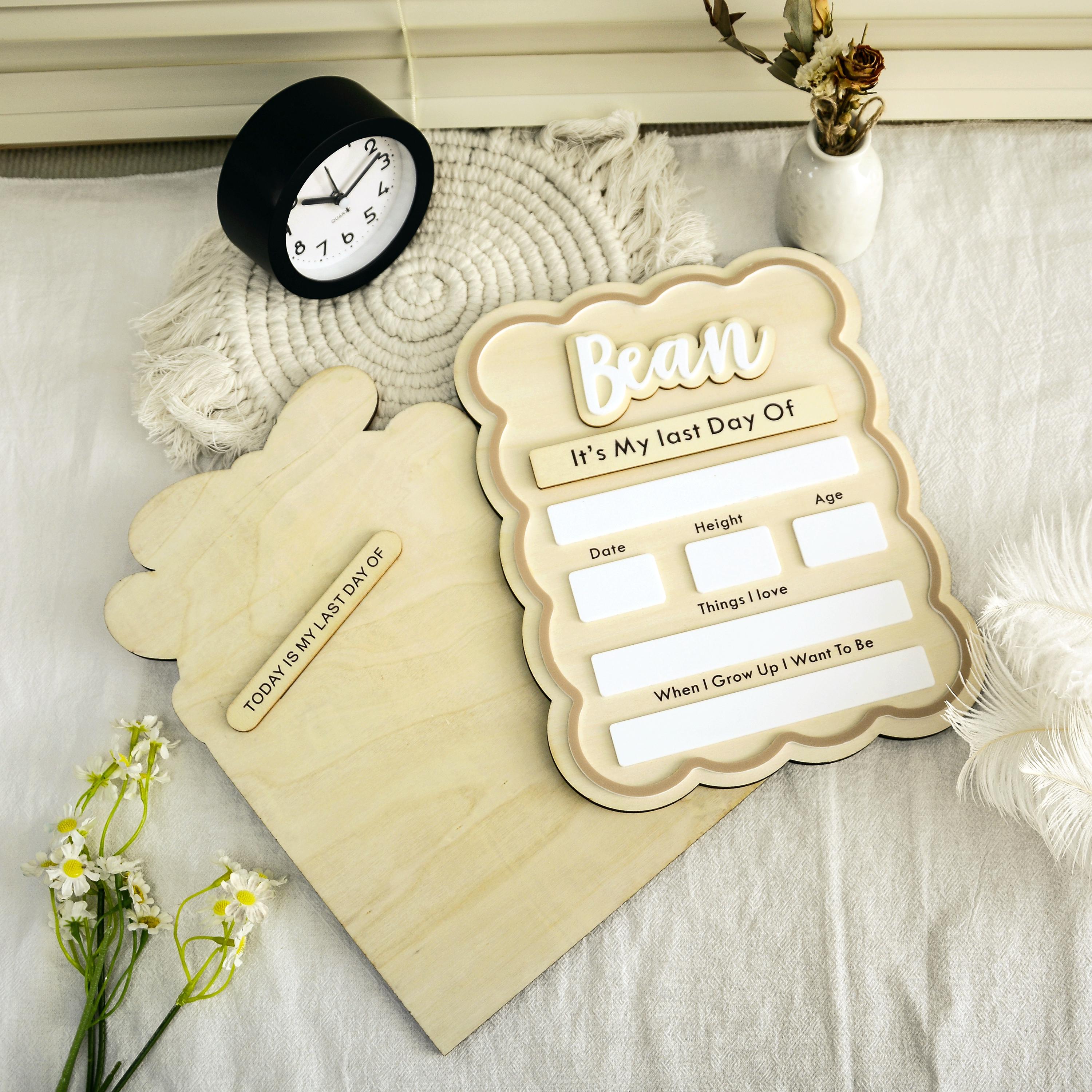 Cute First and Last Day Dry Erase School Sign, Reusable Back to School Sign, 1st Day School Wooden Board, Preschool or Kindergarten