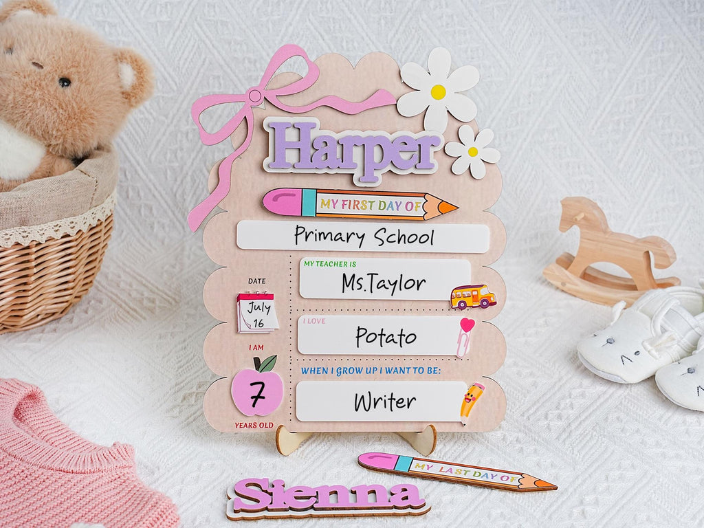 Custom First Day of School Sign, Back to School Sign, Kindergarten 1st Day of School Sign Reusable, Custom First Day School Sign
