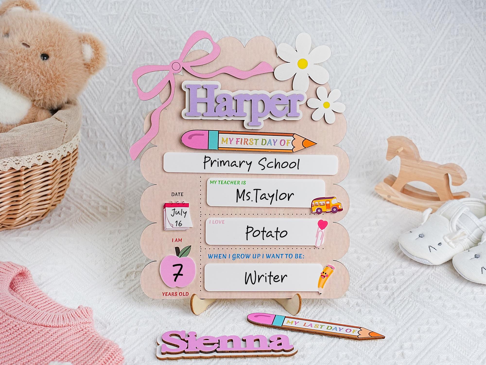 Custom First Day of School Sign, Back to School Sign, Kindergarten 1st Day of School Sign Reusable, Custom First Day School Sign