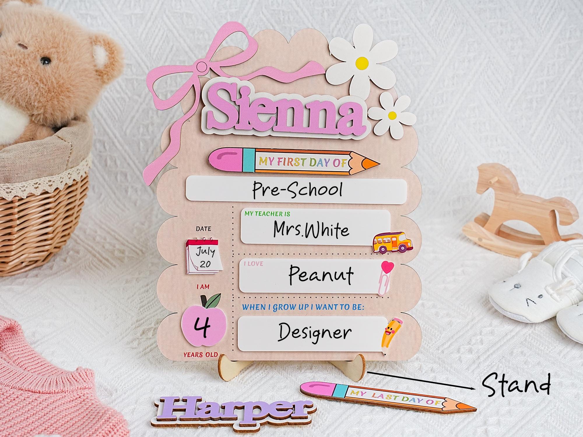 Custom First Day of School Sign, Back to School Sign, Kindergarten 1st Day of School Sign Reusable, Custom First Day School Sign