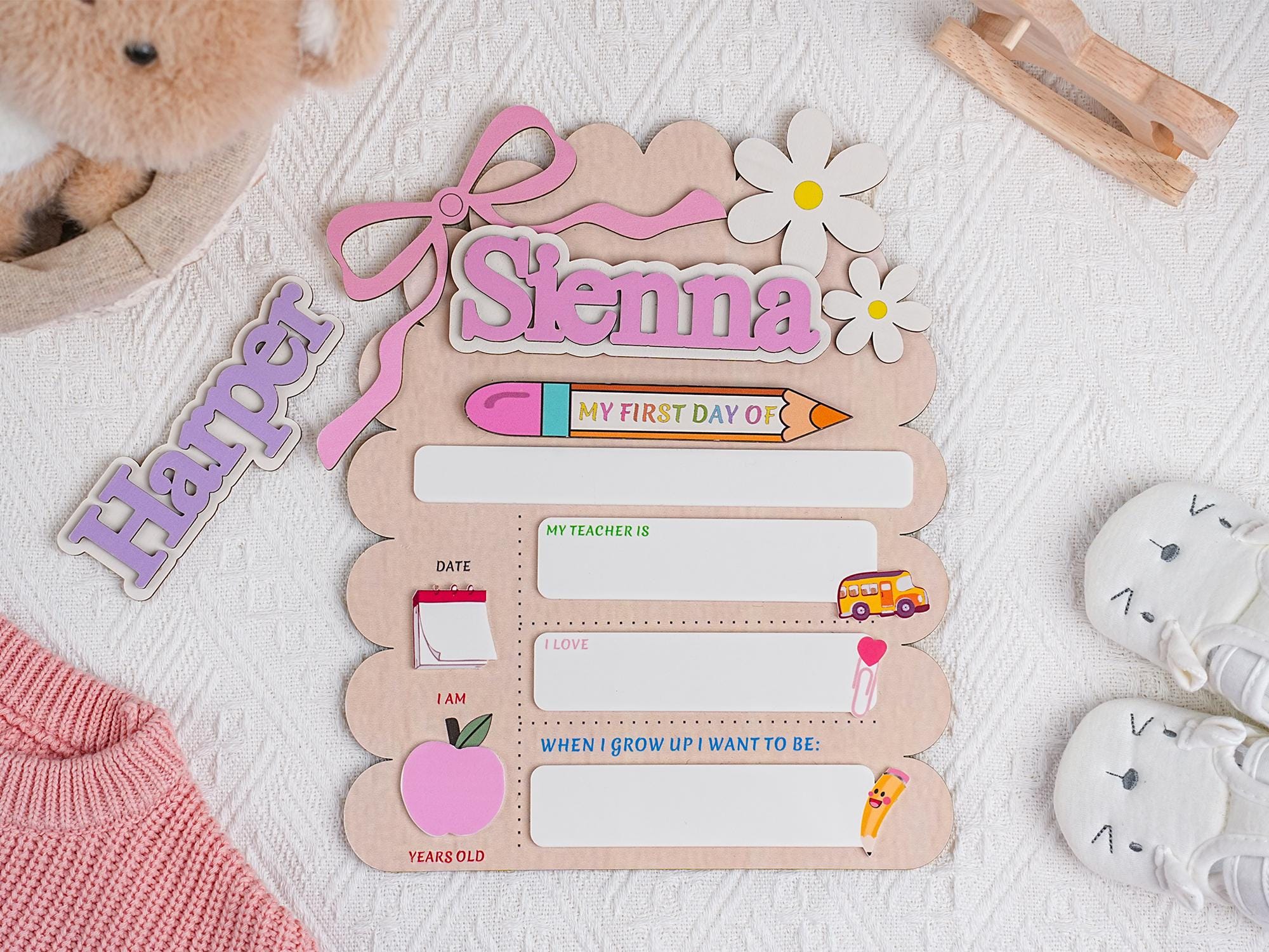 Custom First Day of School Sign, Back to School Sign, Kindergarten 1st Day of School Sign Reusable, Custom First Day School Sign