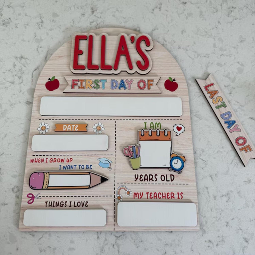 Personalized First Day School Sign, Back to School Sign, Kindergarten 1st Day of School Sign, First Day School Wooden School Board