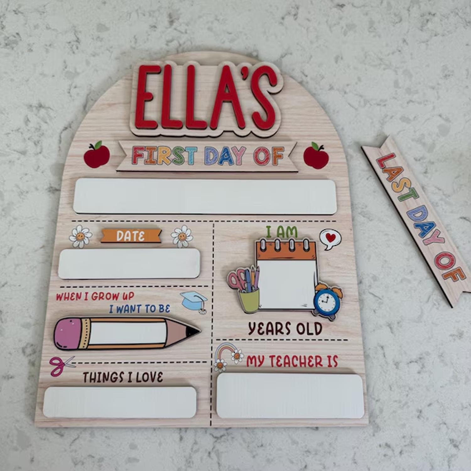 Personalized First Day School Sign, Back to School Sign, Kindergarten 1st Day of School Sign, First Day School Wooden School Board