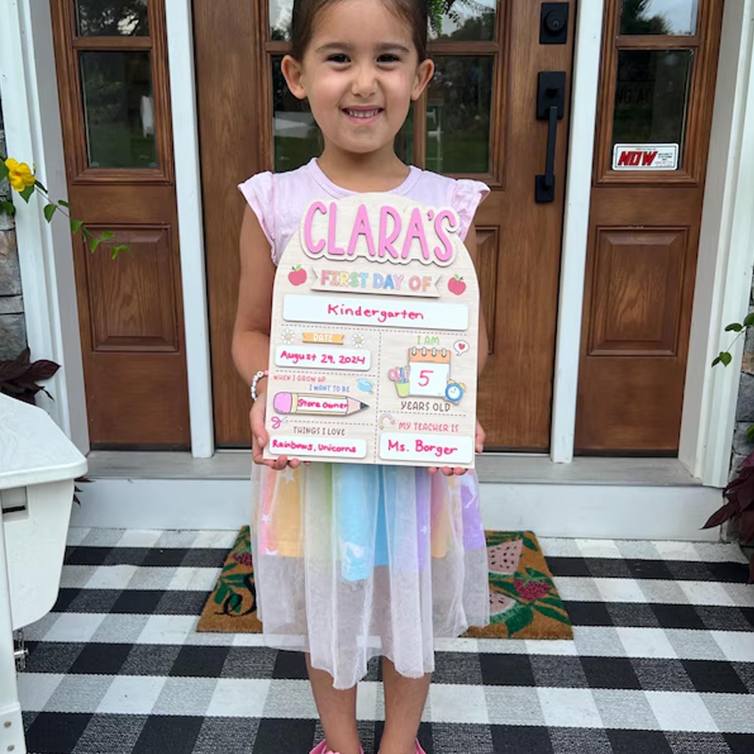Personalized First Day School Sign, Back to School Sign, Kindergarten 1st Day of School Sign, First Day School Wooden School Board