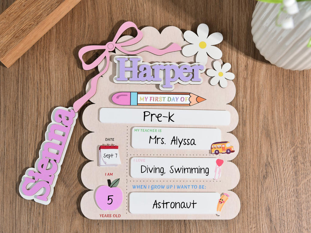 Personalized First Day School Sign, Customized First And Last Day School Sign, Back to School Sign, Kindergarten 1st Day of School Sign