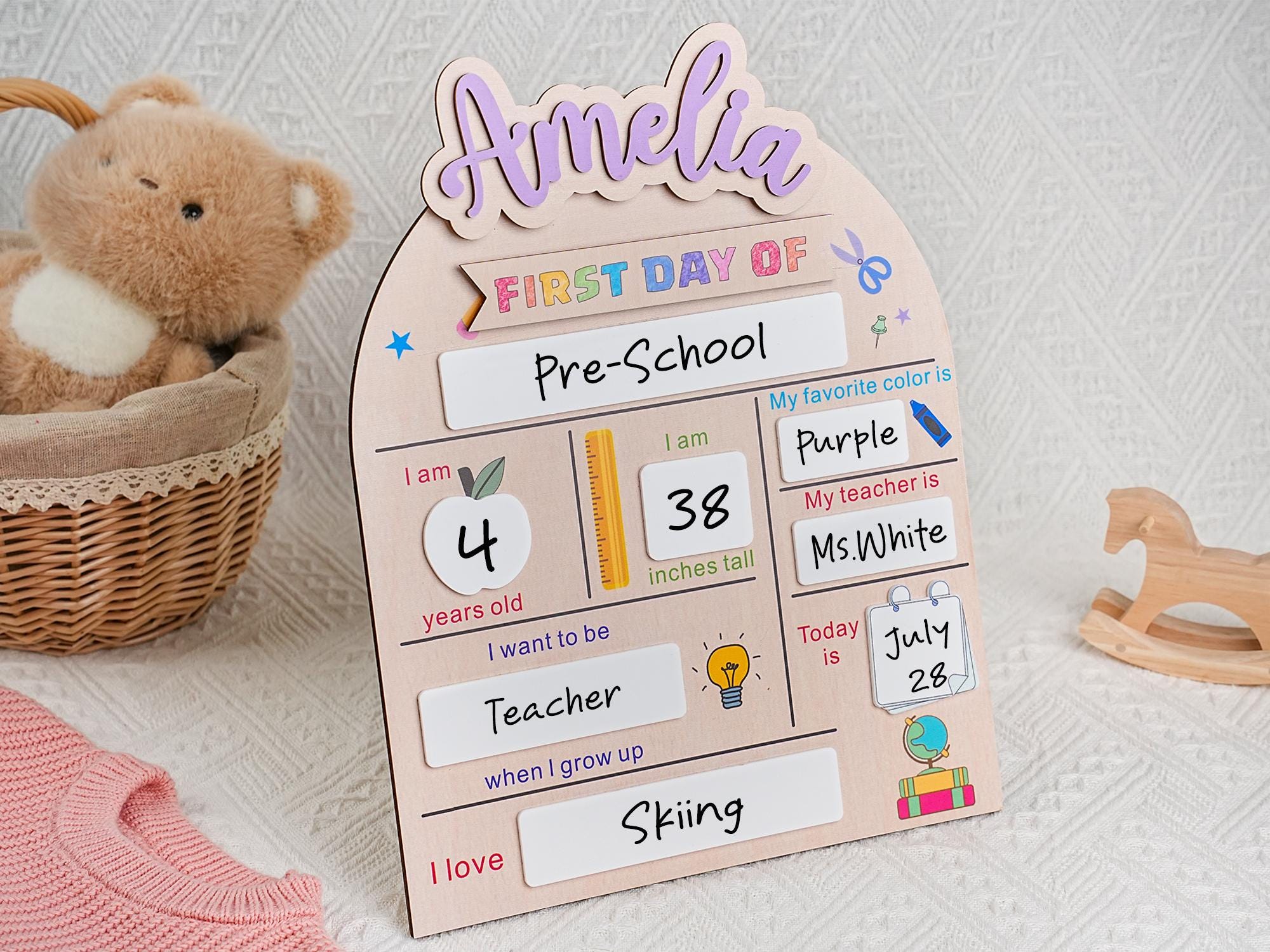 Custom First Day of School Sign, Back to School Sign, Kindergarten 1st Day of School Sign, School Board, First & Last Day of School Sign