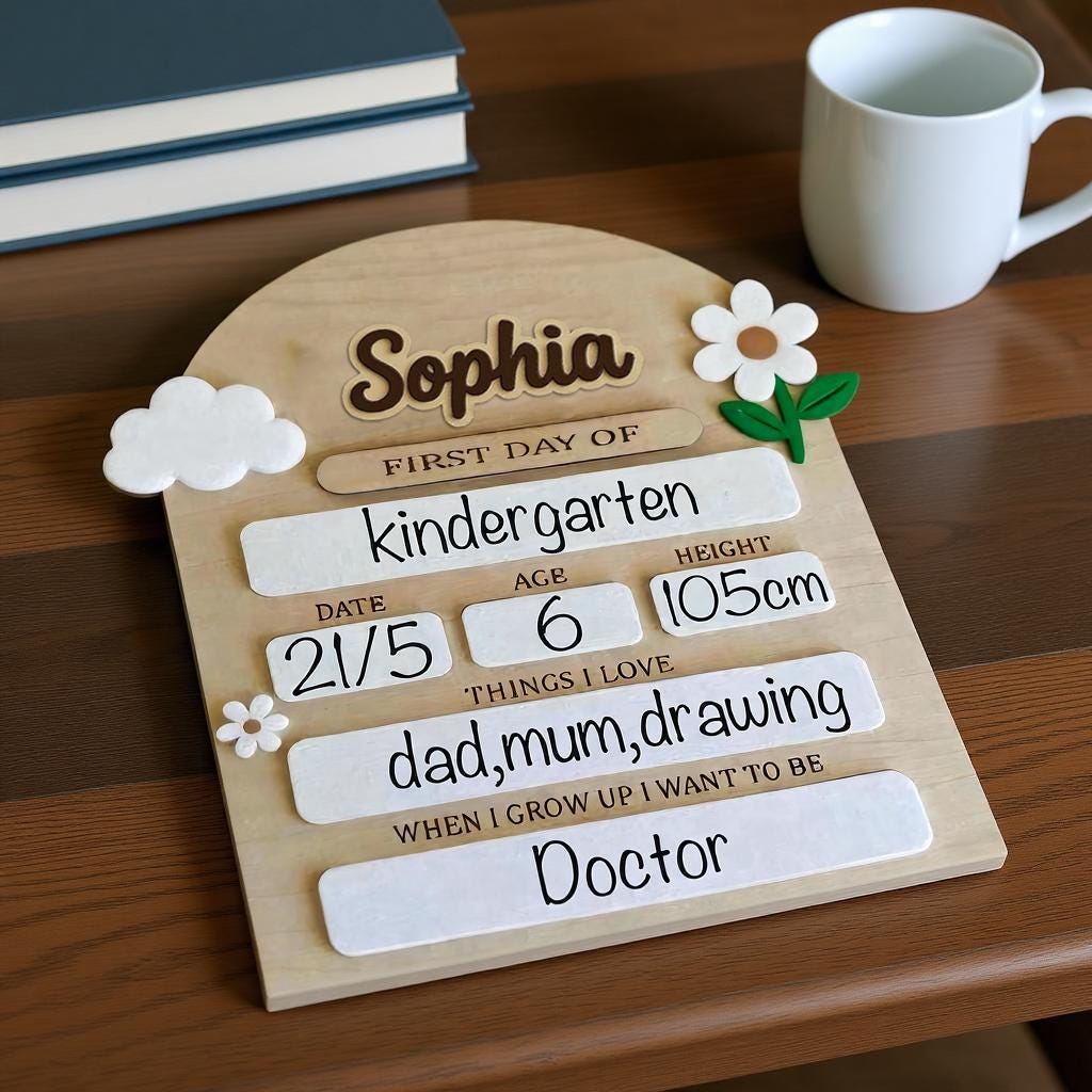 Personalized First Day of School Sign, Back to School Photo Prop, Custom First & Last Day School Dry Erase Board, Preschool Milestone Board