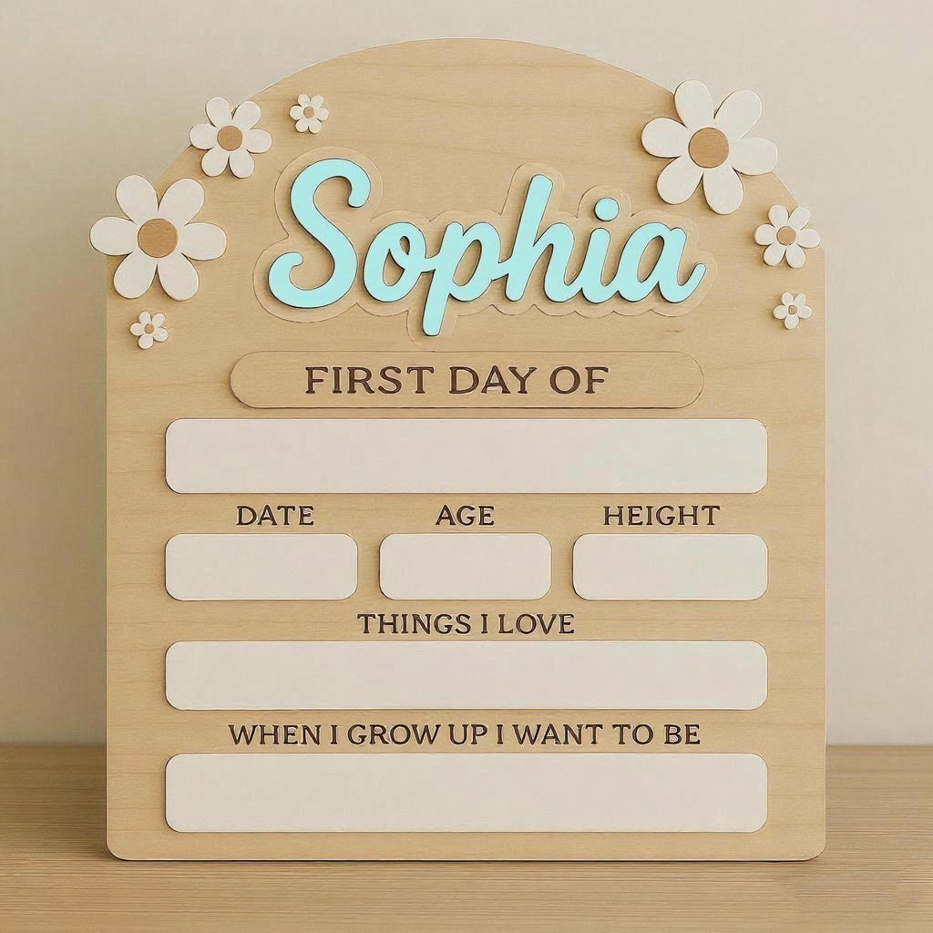 Personalized First Day of School Sign, Back to School Photo Prop, Custom First & Last Day School Dry Erase Board, Preschool Milestone Board