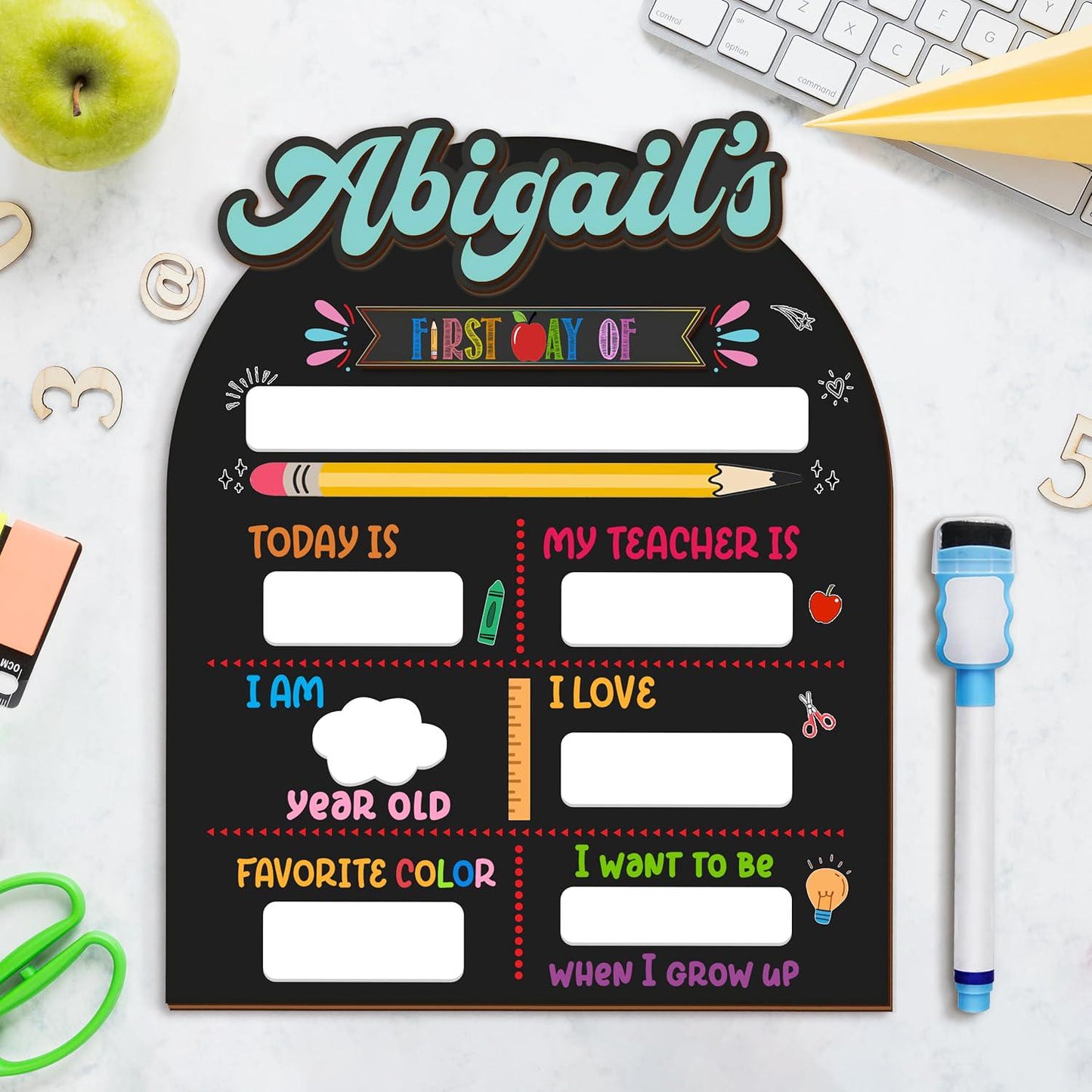 Customized First And Last Day School Sign, Back to School Sign, Kindergarten 1st Day of School Sign, First Day School Wooden School Board S7
