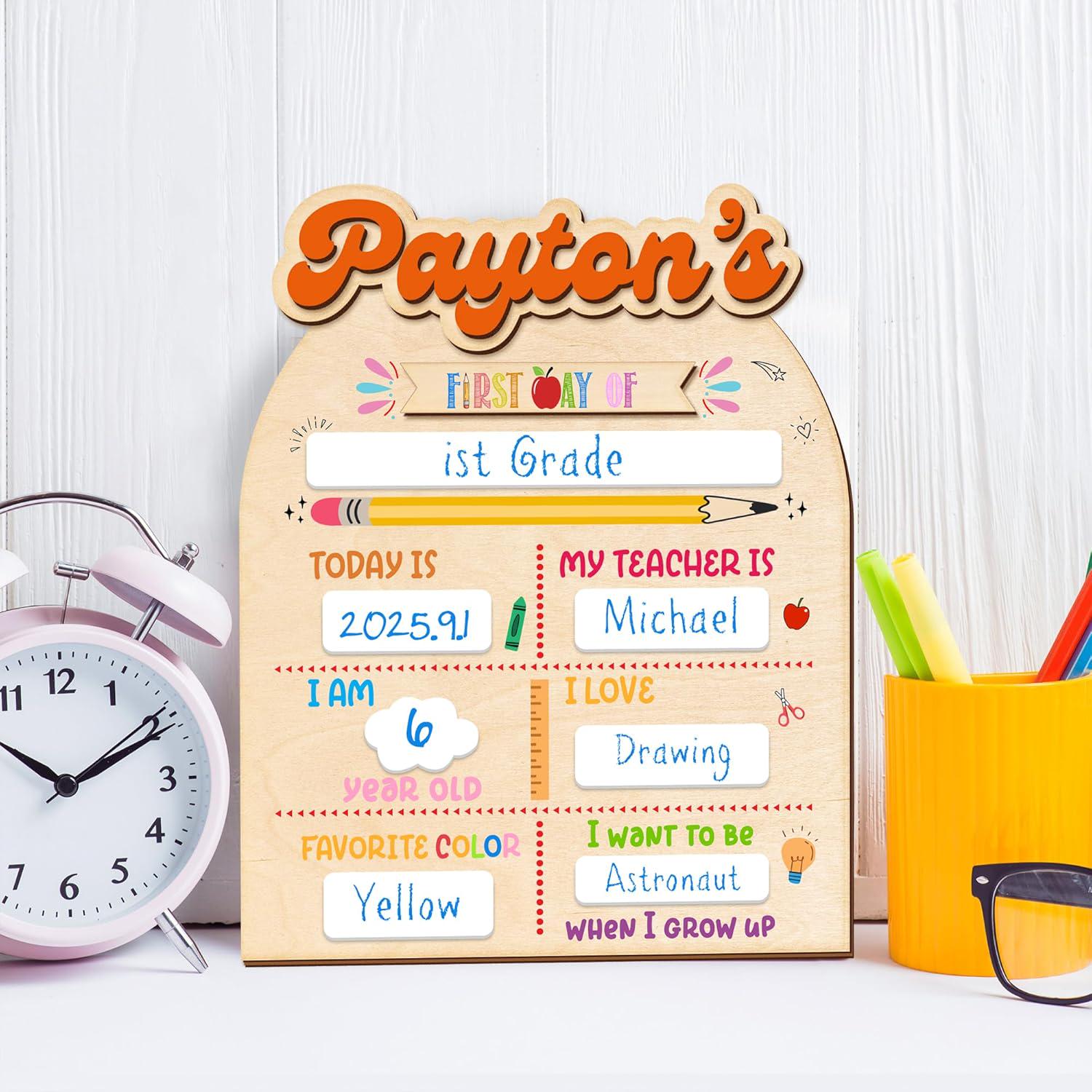 Customized First And Last Day School Sign, Back to School Sign, Kindergarten 1st Day of School Sign, First Day School Wooden School Board S7