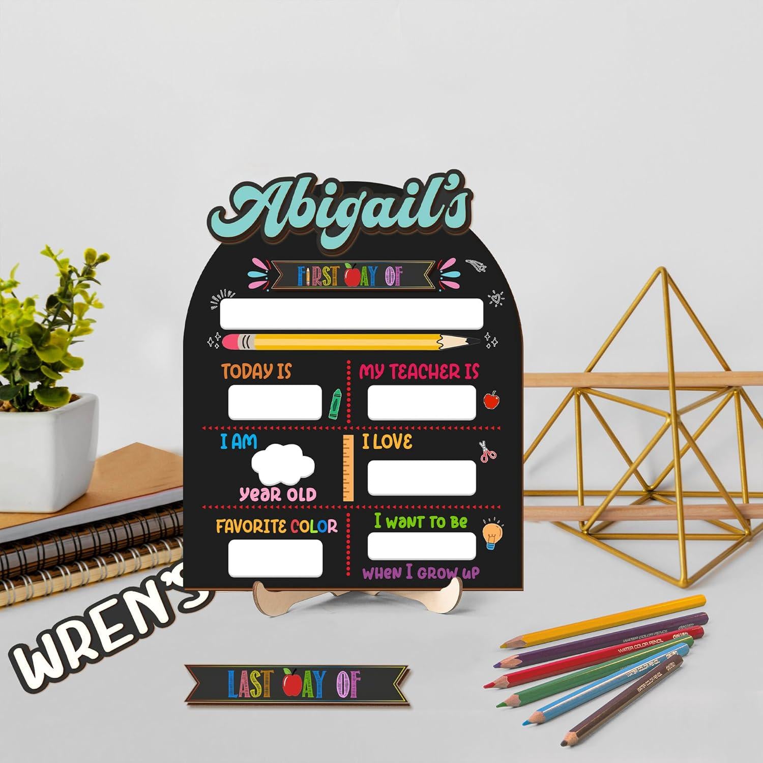 Customized First And Last Day School Sign, Back to School Sign, Kindergarten 1st Day of School Sign, First Day School Wooden School Board S7