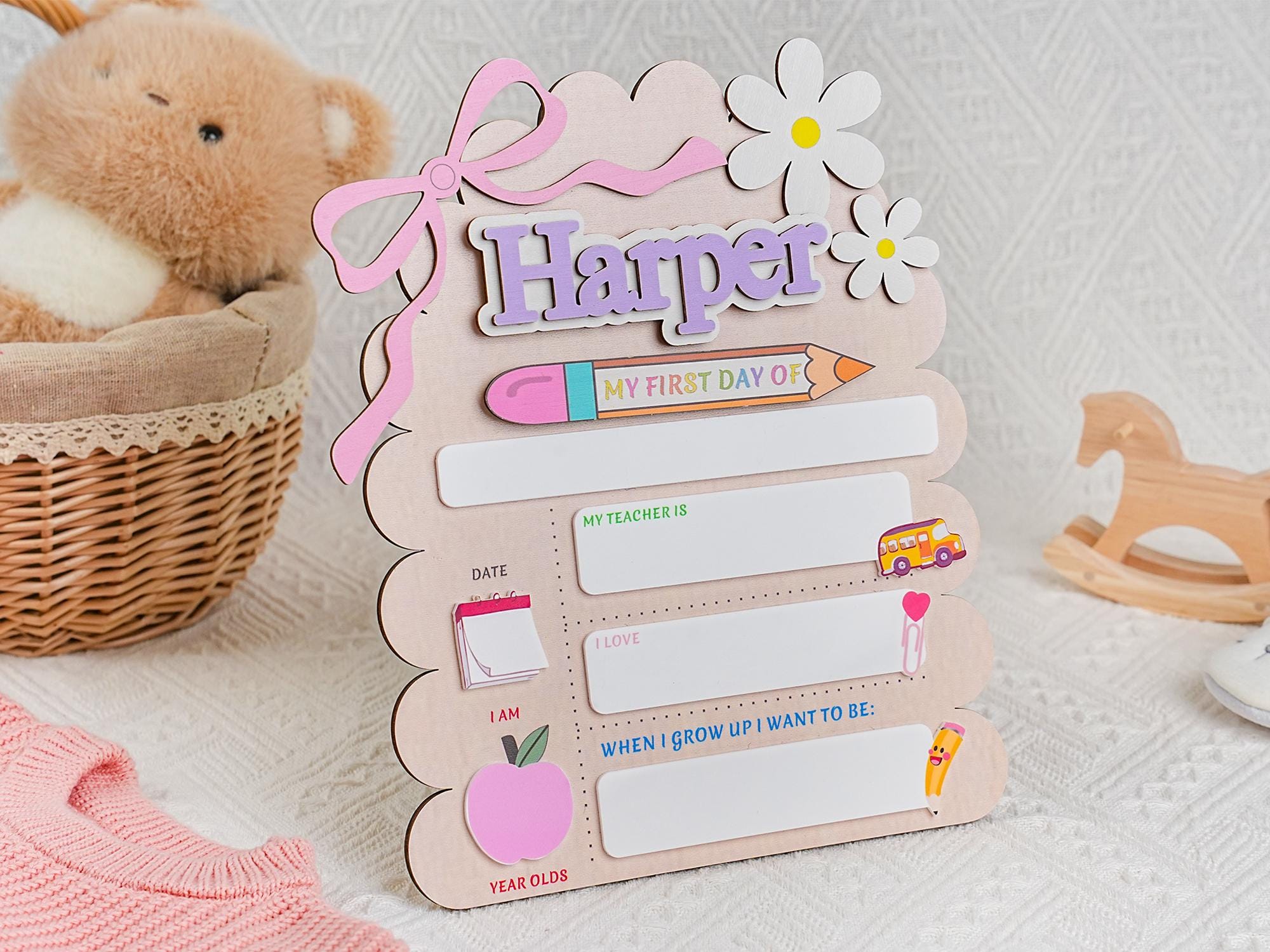 Personalized First Day School Sign, Back to School Sign, Kindergarten 1st Day of School Sign, School Board, First & Last Day of School Sign